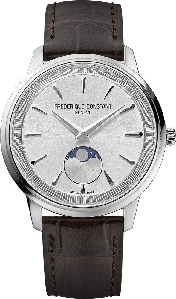 Frédérique Constant Moneta Moonphase Braun Unisex Armbanduhr FC-206S3S6