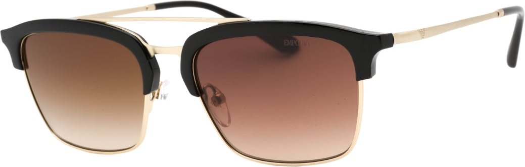 Emporio Armani – Sonnenbrille mit mattem, hellgoldenem Rahmen und braunen Verlaufsgläsern