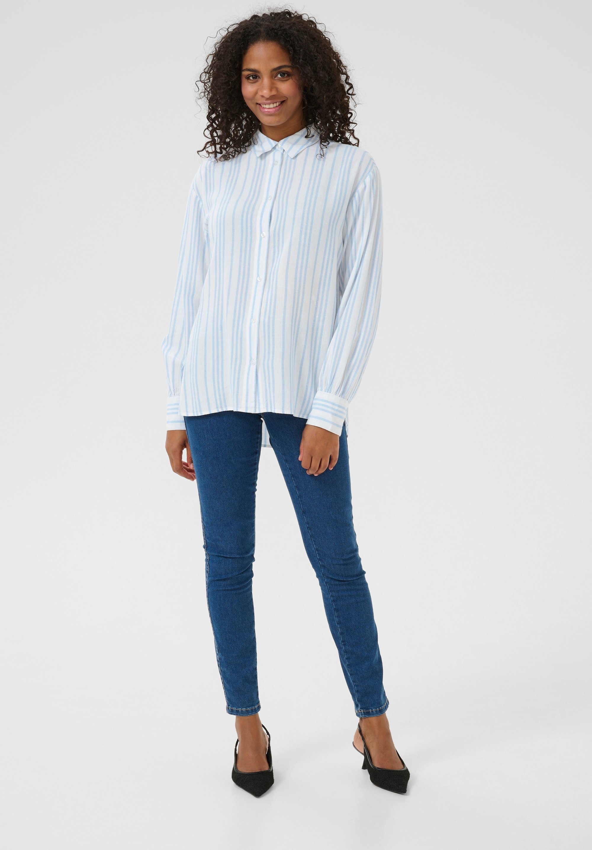 Langarm - Hemd Loose fit Chalk/Soft Chambray Stripe white blue