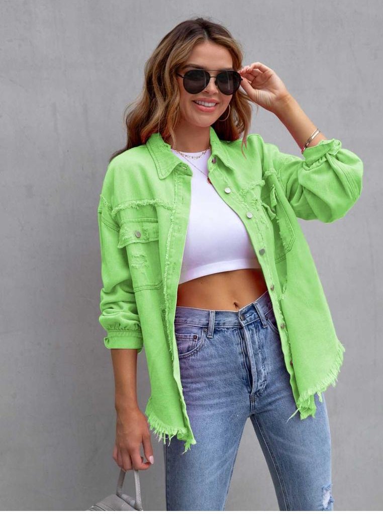 Damen Vintage Denim Jacke mit abfallenden Schultern
