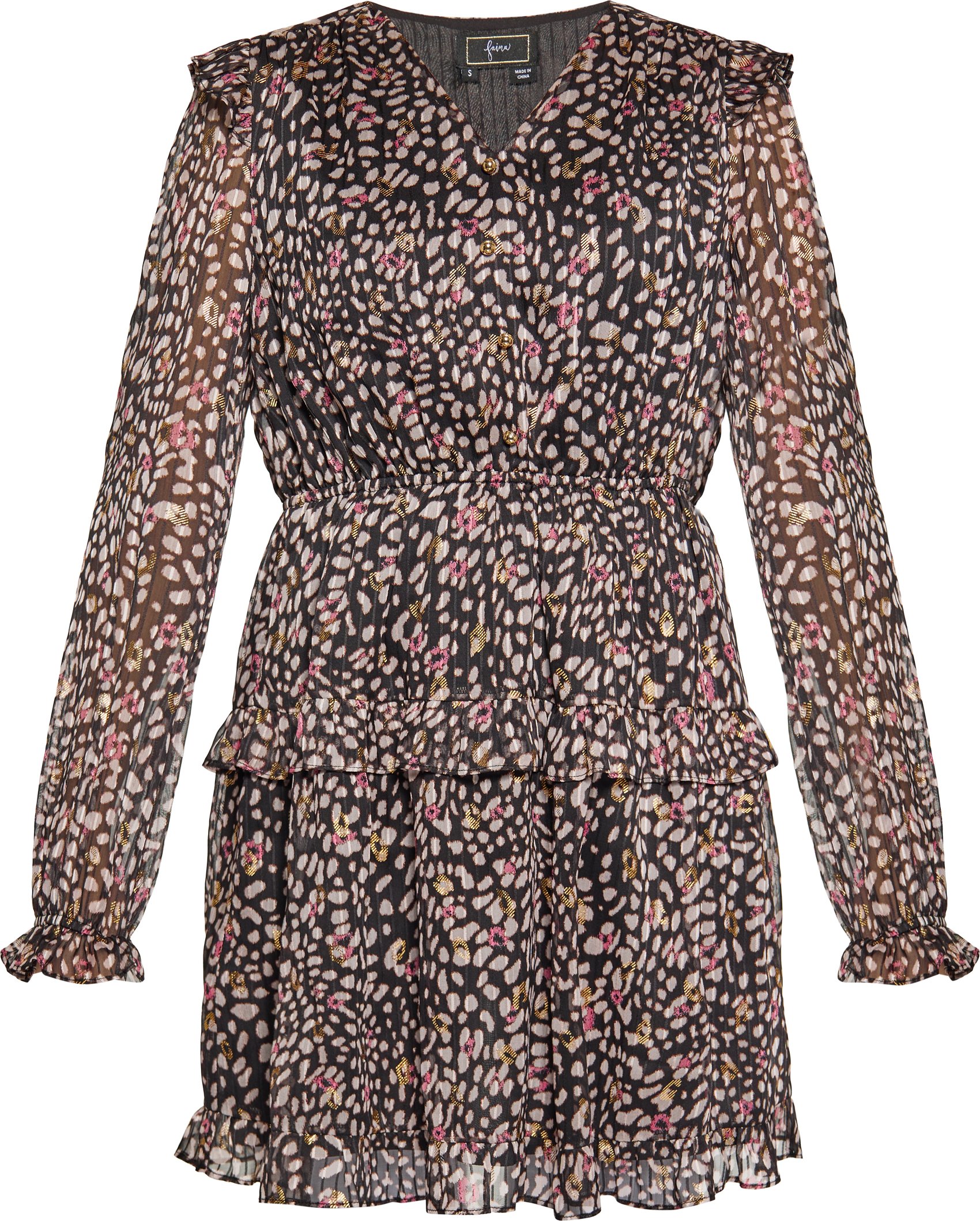 Faina Kleid Damen Schwarz Mehrfarbig