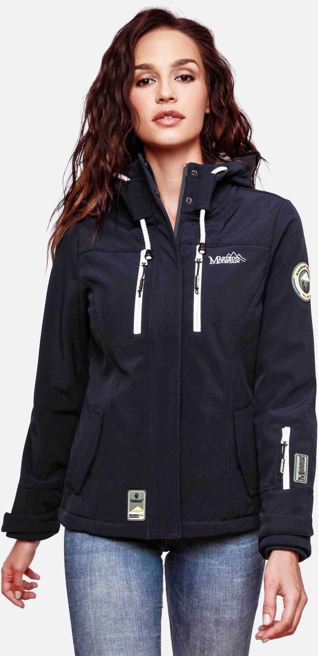 Marikoo Damen Softshelljacke – Kleine Zicke, warm mit Kapuze & Fleecefutter