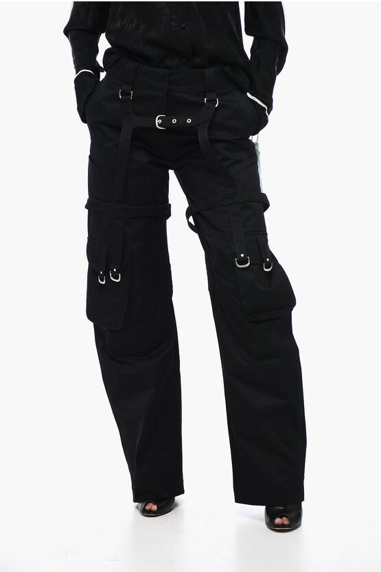 Oversize-Cargohose mit Schnallendetail in Schwarz