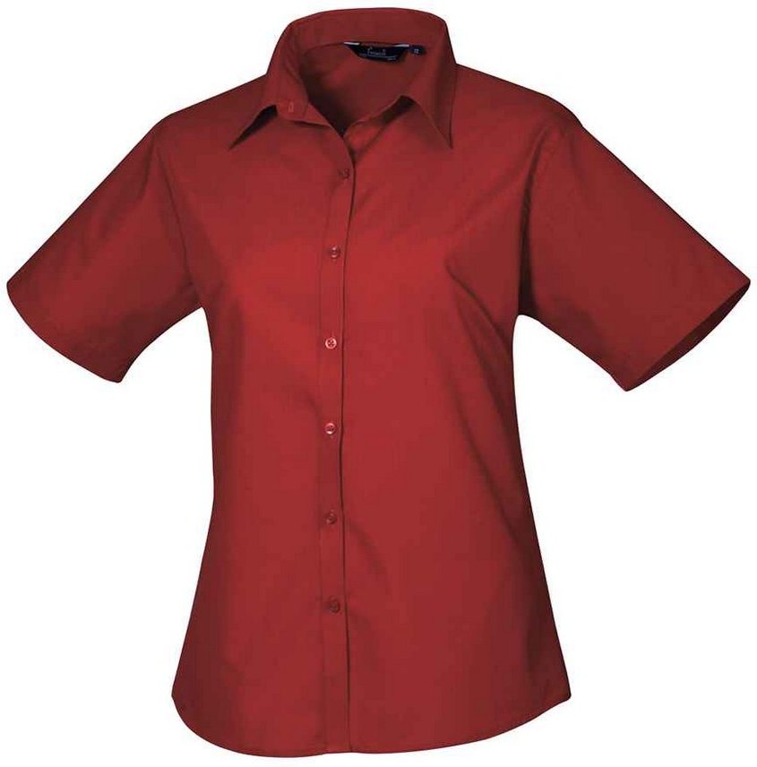 Premier - Bluse für Damen kurzärmlig (Burgunderrot)