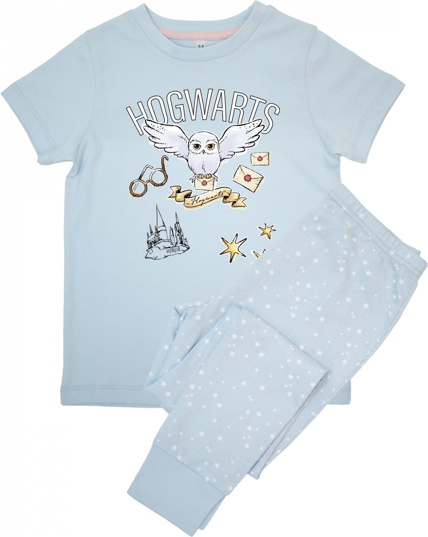 Harry Potter - Schlafanzug mit langer Hose für Mädchen kurzärmlig (Babyblau)