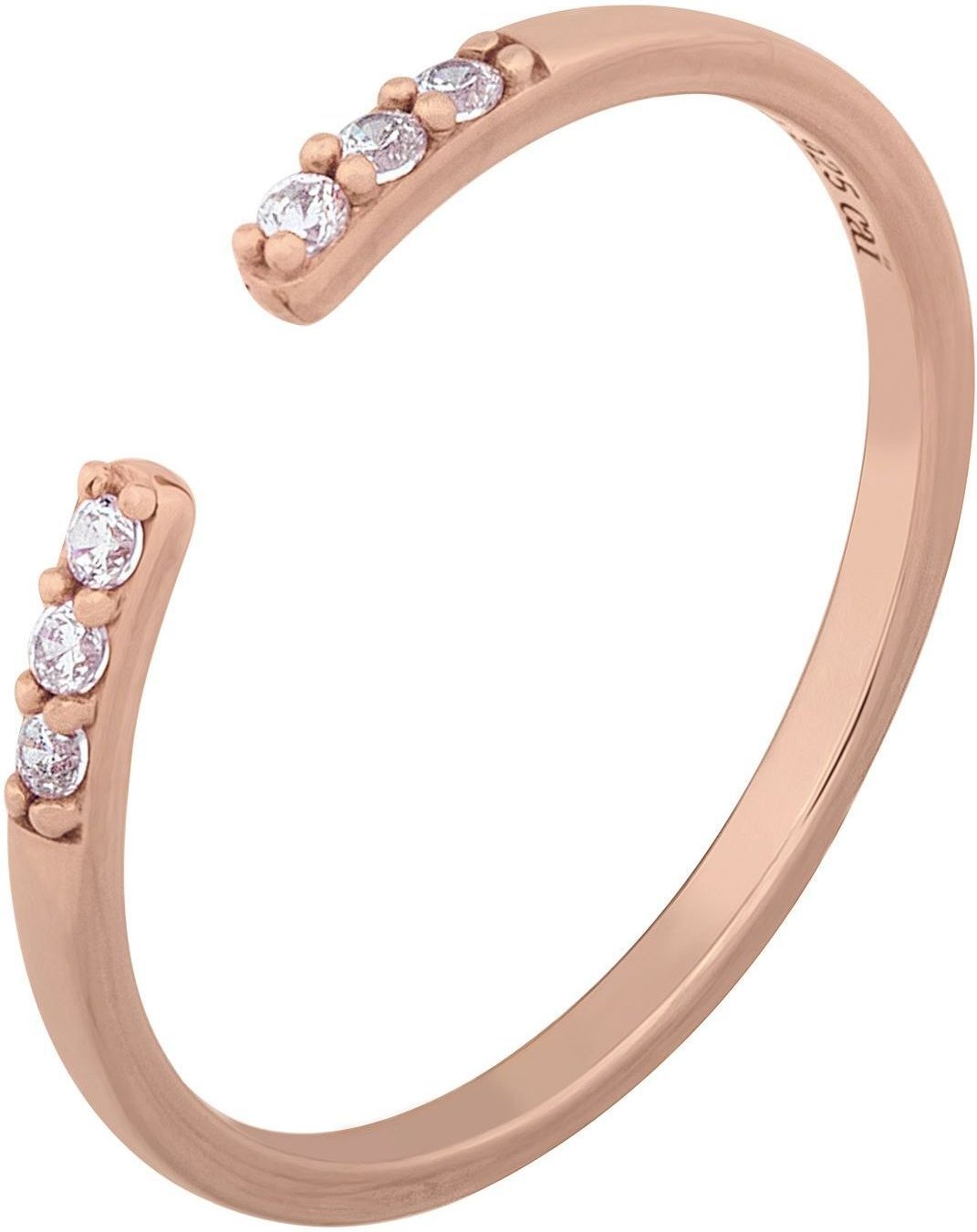 cai Ring 925/- Sterling Silber rosévergoldet offen Zirkonia Stacking