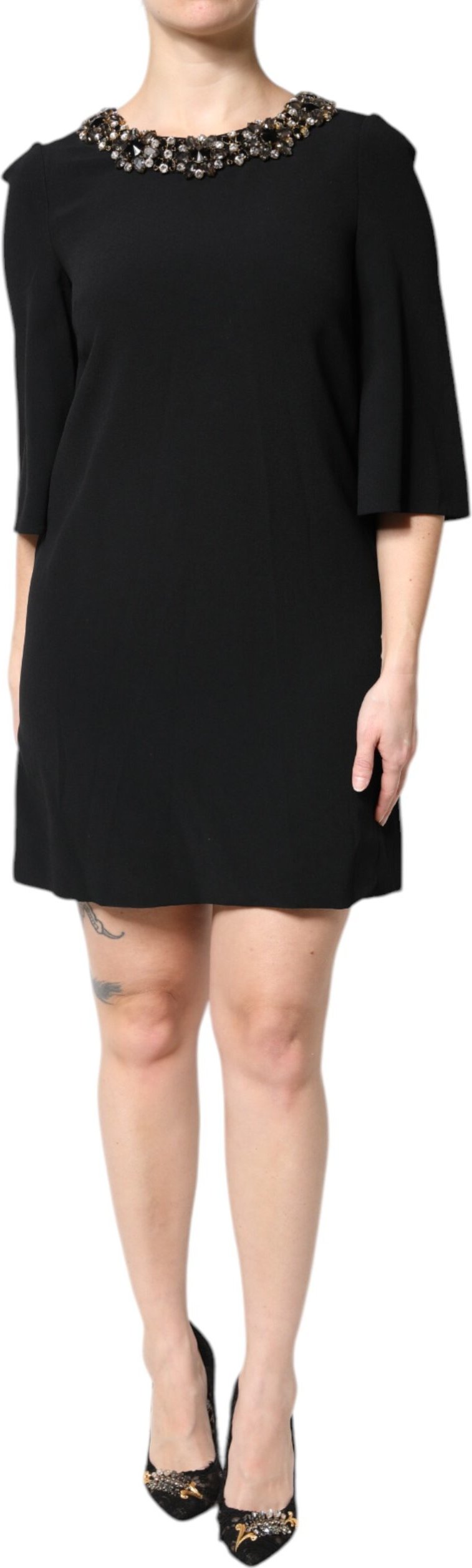 Verziertes Neck Shift Kleid