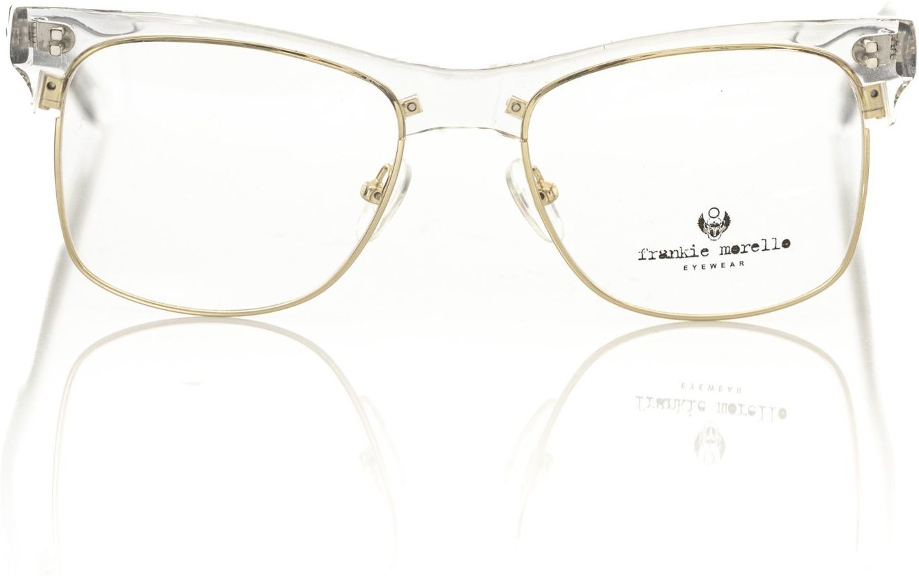 Klare Acetat-Brille mit goldenem Rand