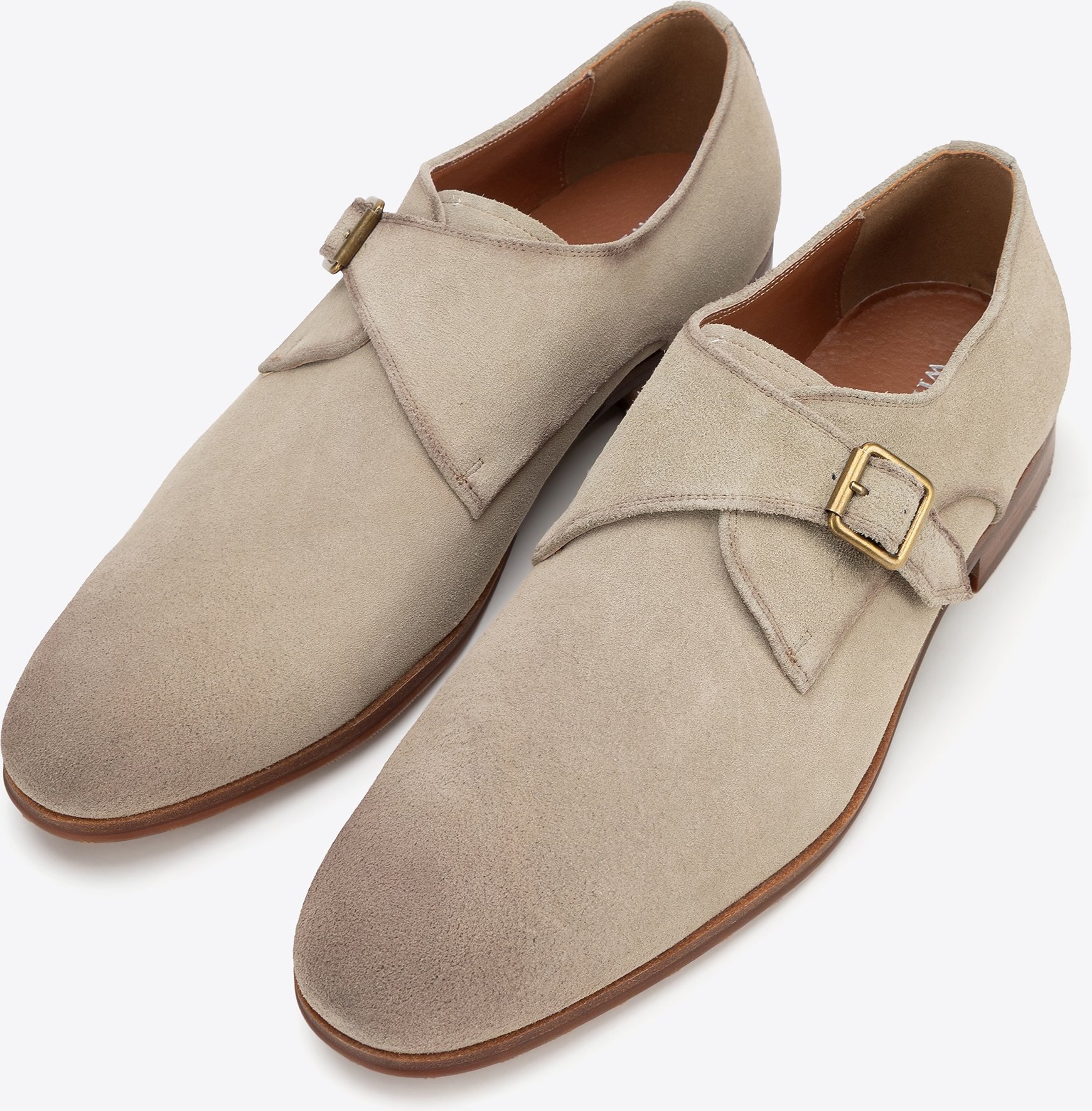 Wittchen Herren-Monk-Schuhe aus beigefarbenem Wildleder