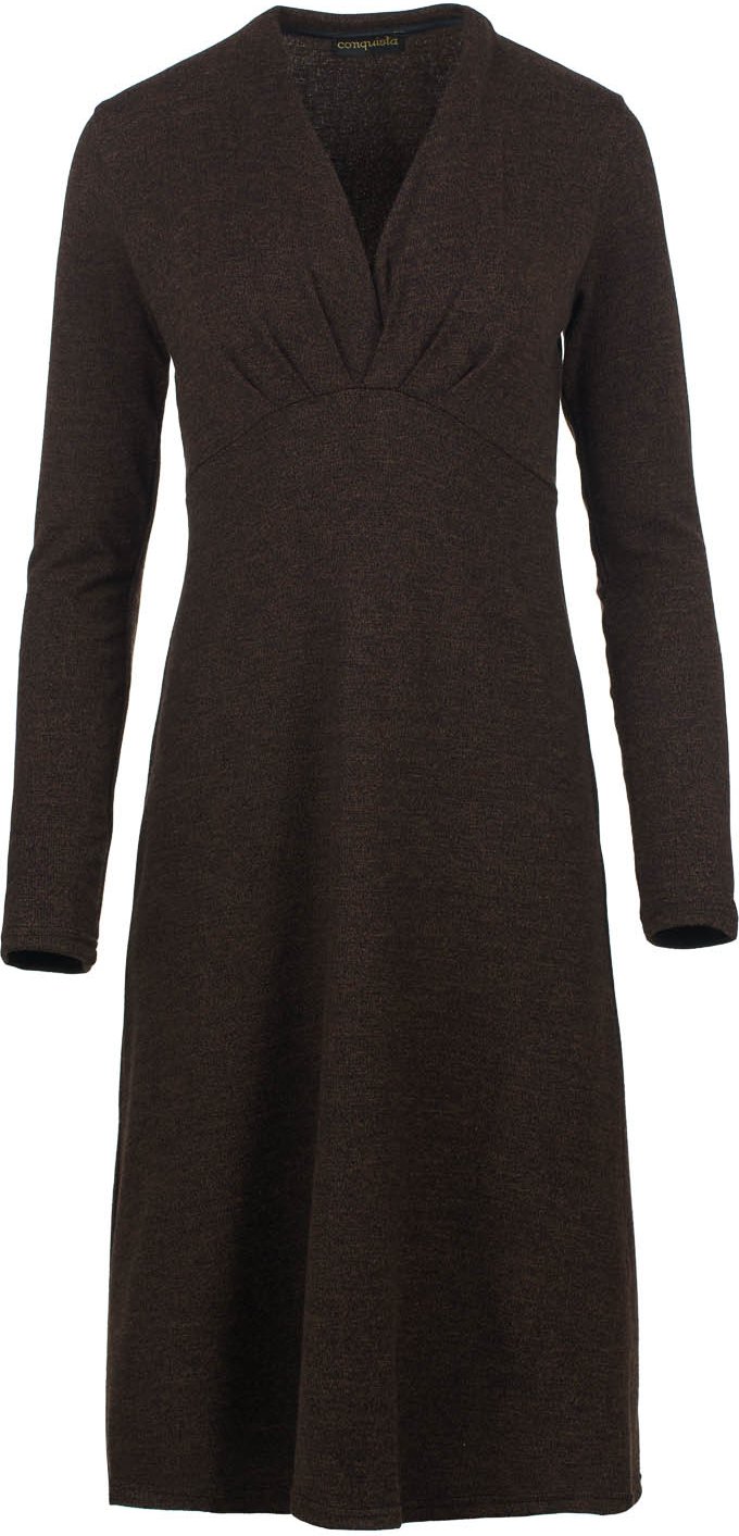 Thumbnail - Braunes Melange-Langarm-Jerseykleid mit Empire-Linie