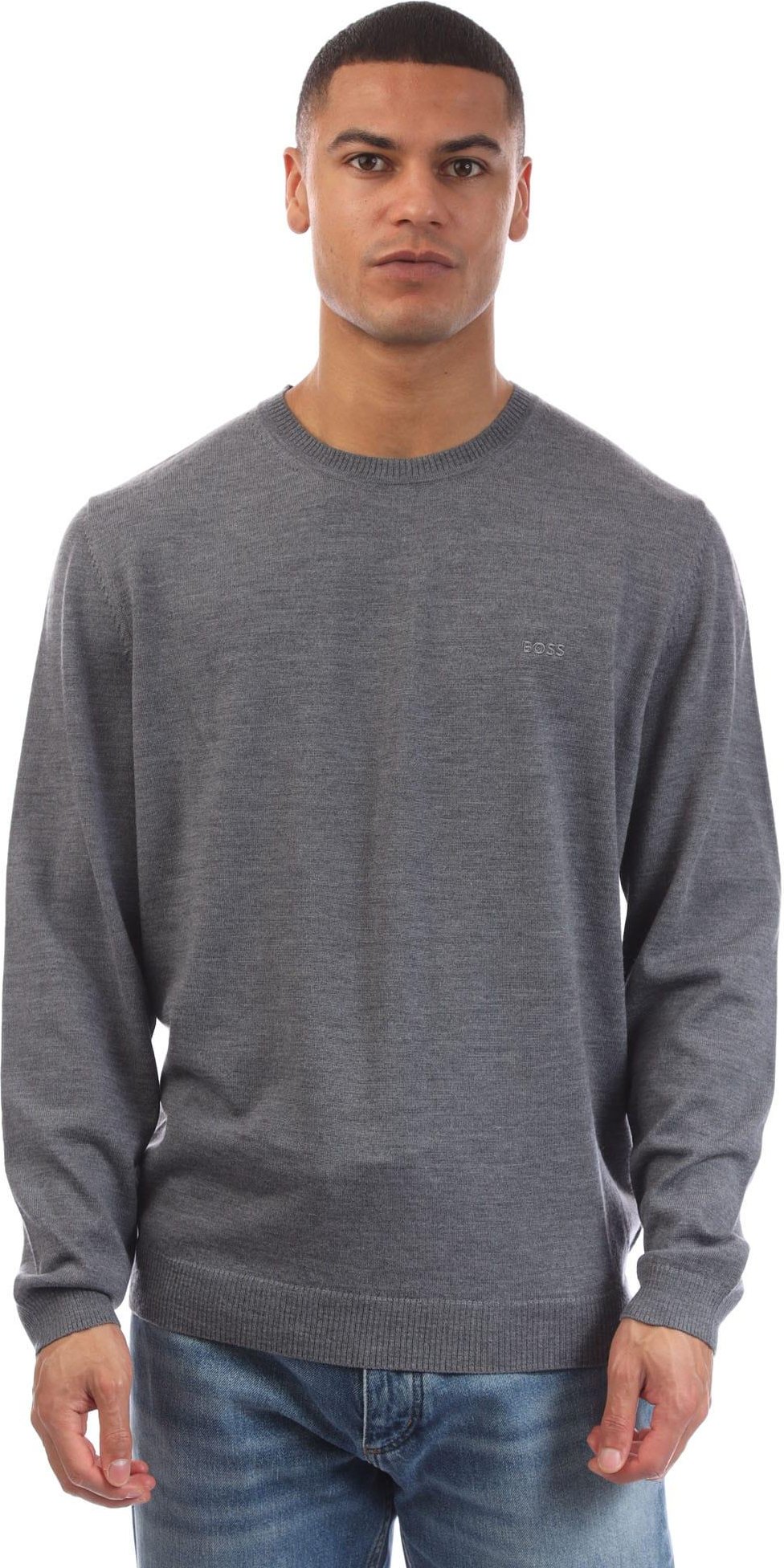 Boss - "Bagritte-E Extra-Fine" Sweatshirt für Herren, Merinowolle (Grau)