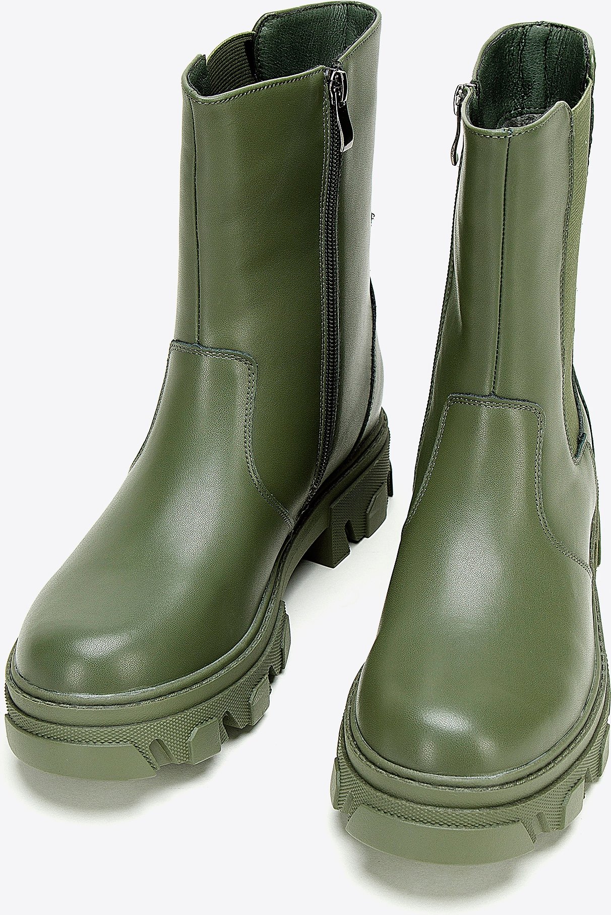 Wittchen Damen-Plateau-Stiefel aus Leder, Grün, Naturleder