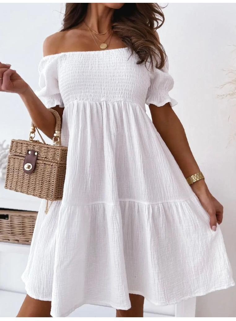 Damen Off-Shoulder Mini Kleid mit Rüschen