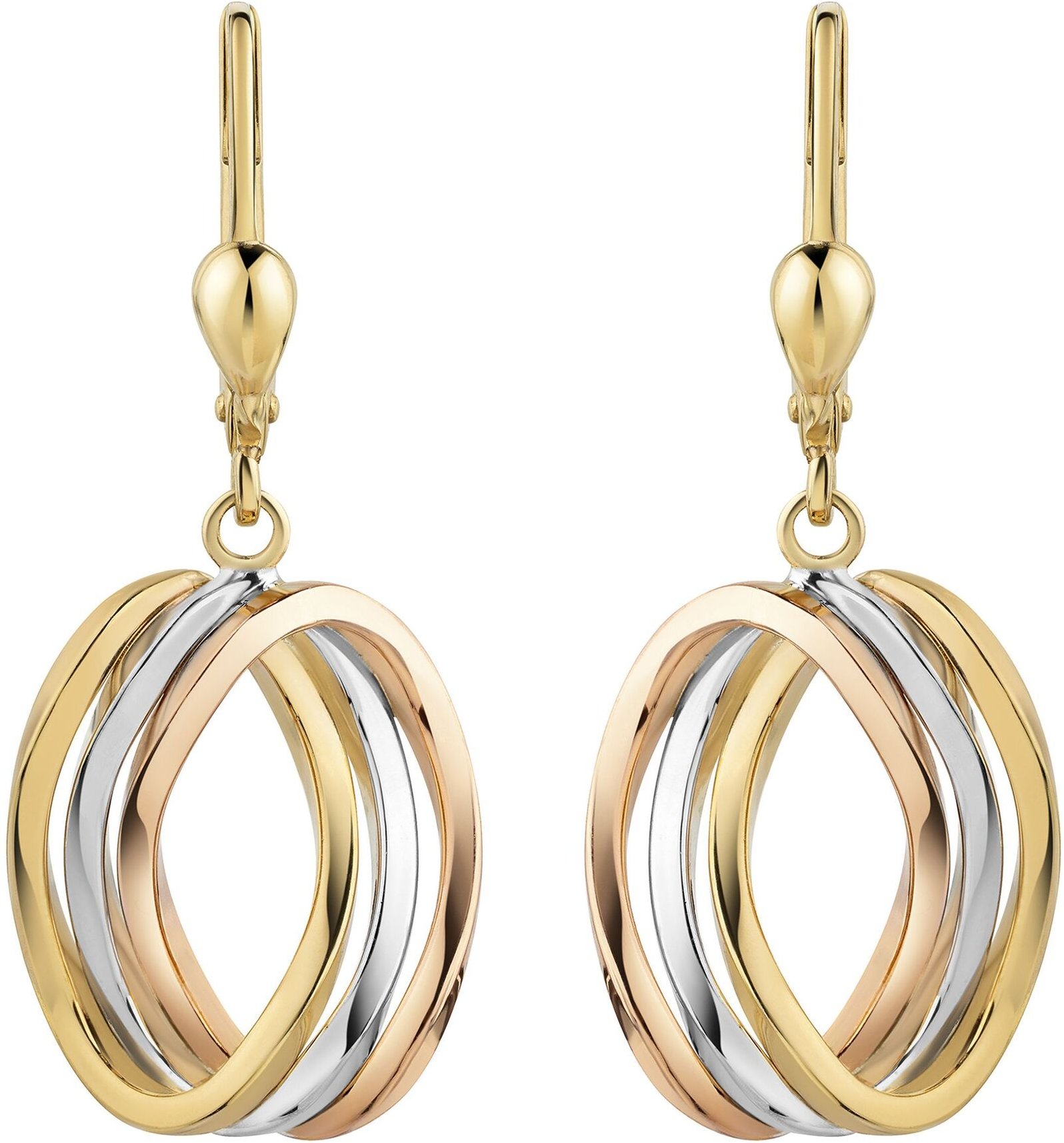 Fascination by Ellen K. Ohrhänger 375/- Gelbgold 3-farbig oval