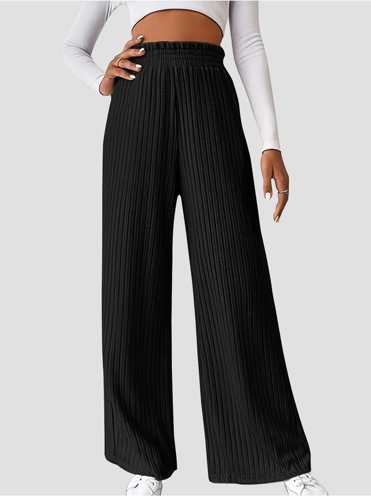 Damen Rippenstruktur High Waist Hose