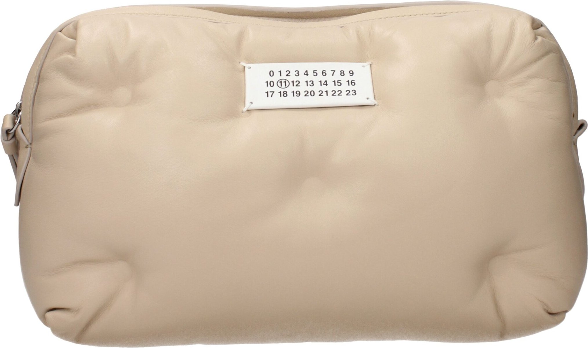 Beige Leder Clutch Tasche