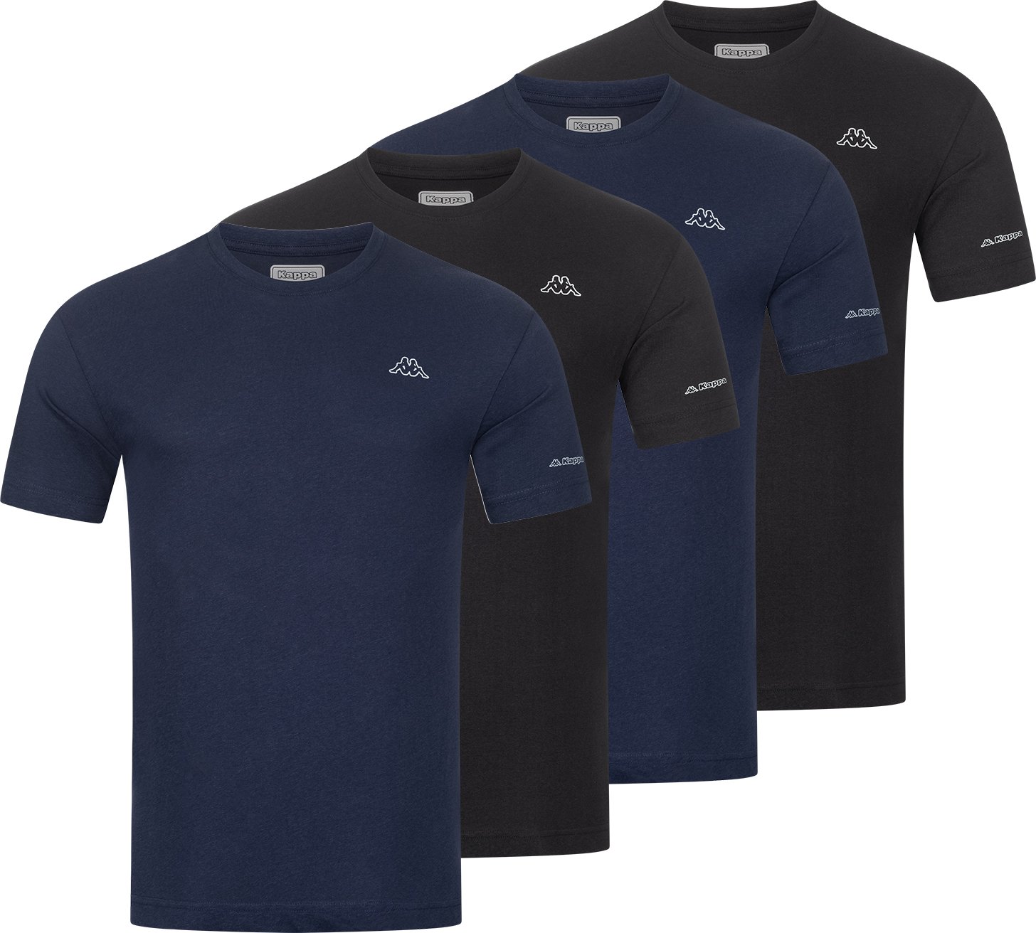 Kappa 4er Set T-Shirt BASIC in Schwarz/Blau