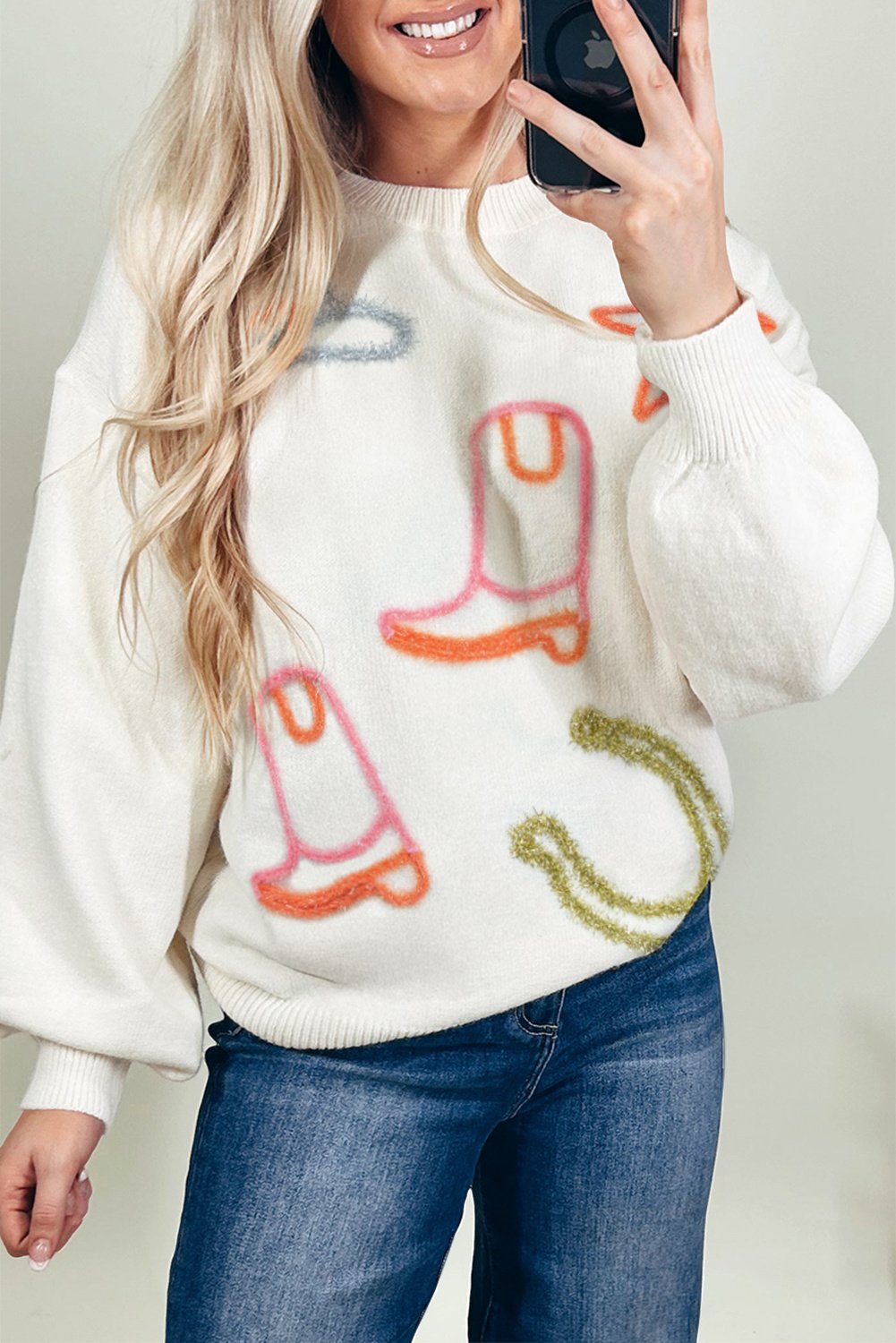 Cowboy-Stiefel Grafik-Pullover