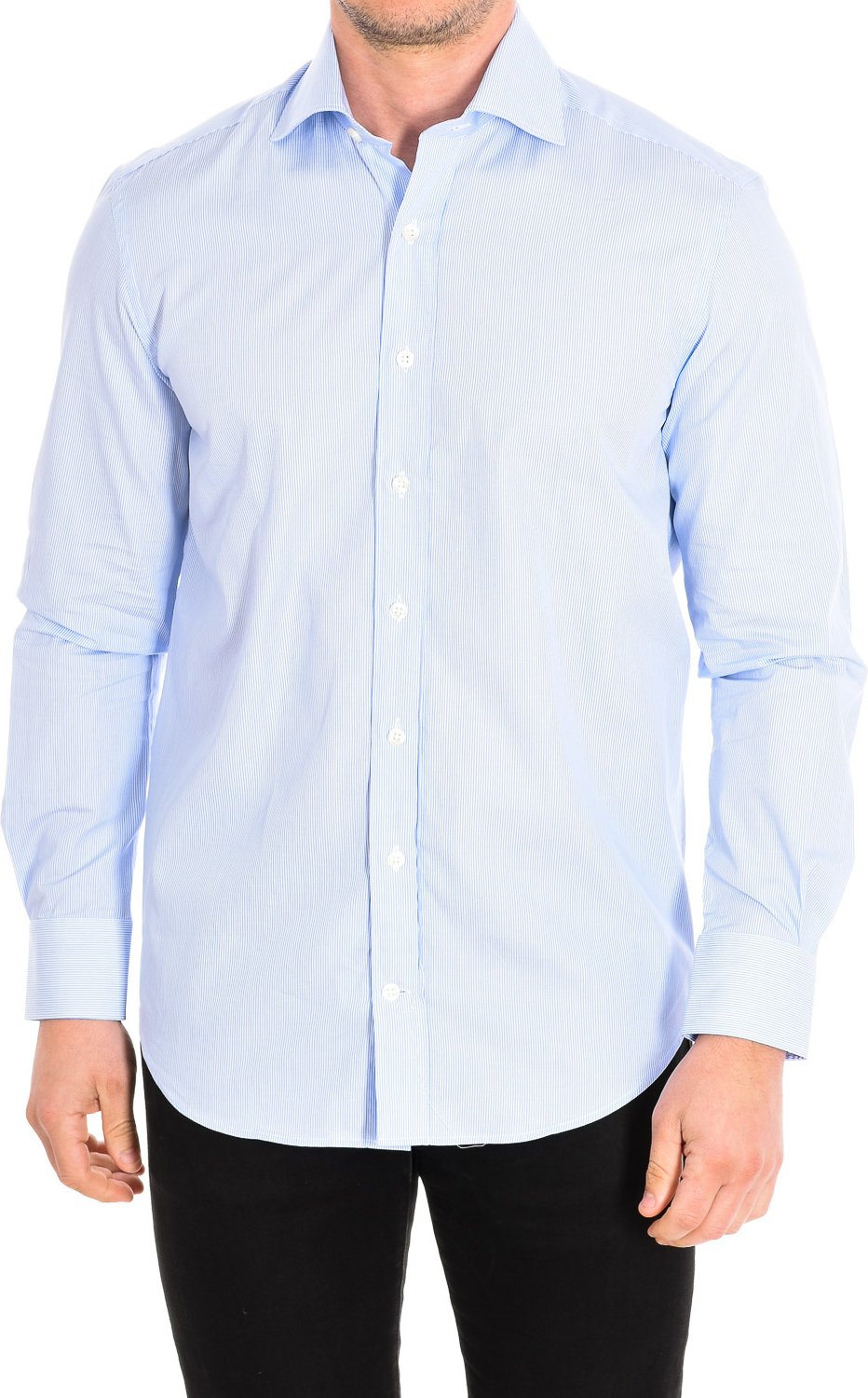 ALCAZAR3 Herren Langarm Reverskragen Knopfverschluss Hemd