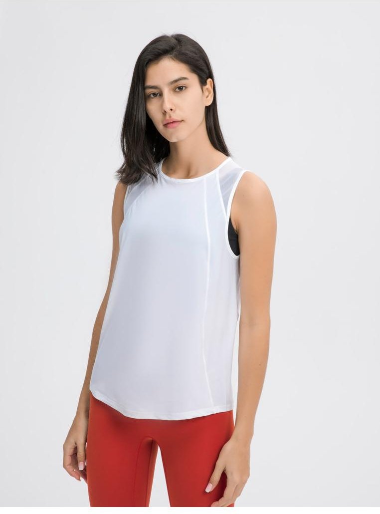 Damen Millennia Cutout Rückenausschnitt Rundhals Aktivtanktop