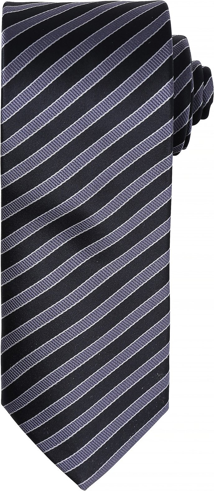 Premier Mens Double Stripe Pattern Formal Business Tie (Schwarz/Dunkelgrau)