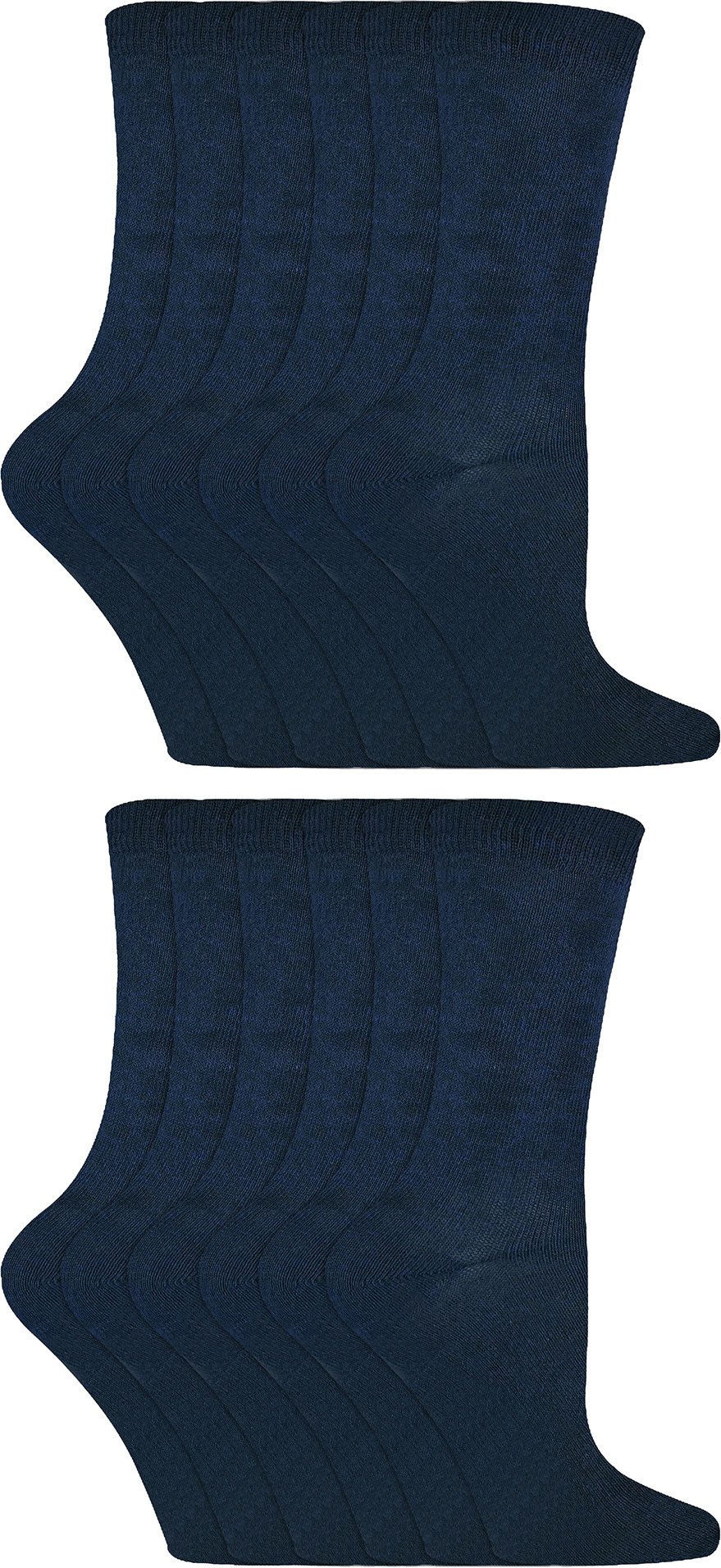 Thumbnail - 12 Paar Multipack Kinder Baumwolle bunte Casual Socken | Socken Snob | Plain Kleid Socken für Jungen & Mädchen - Navy