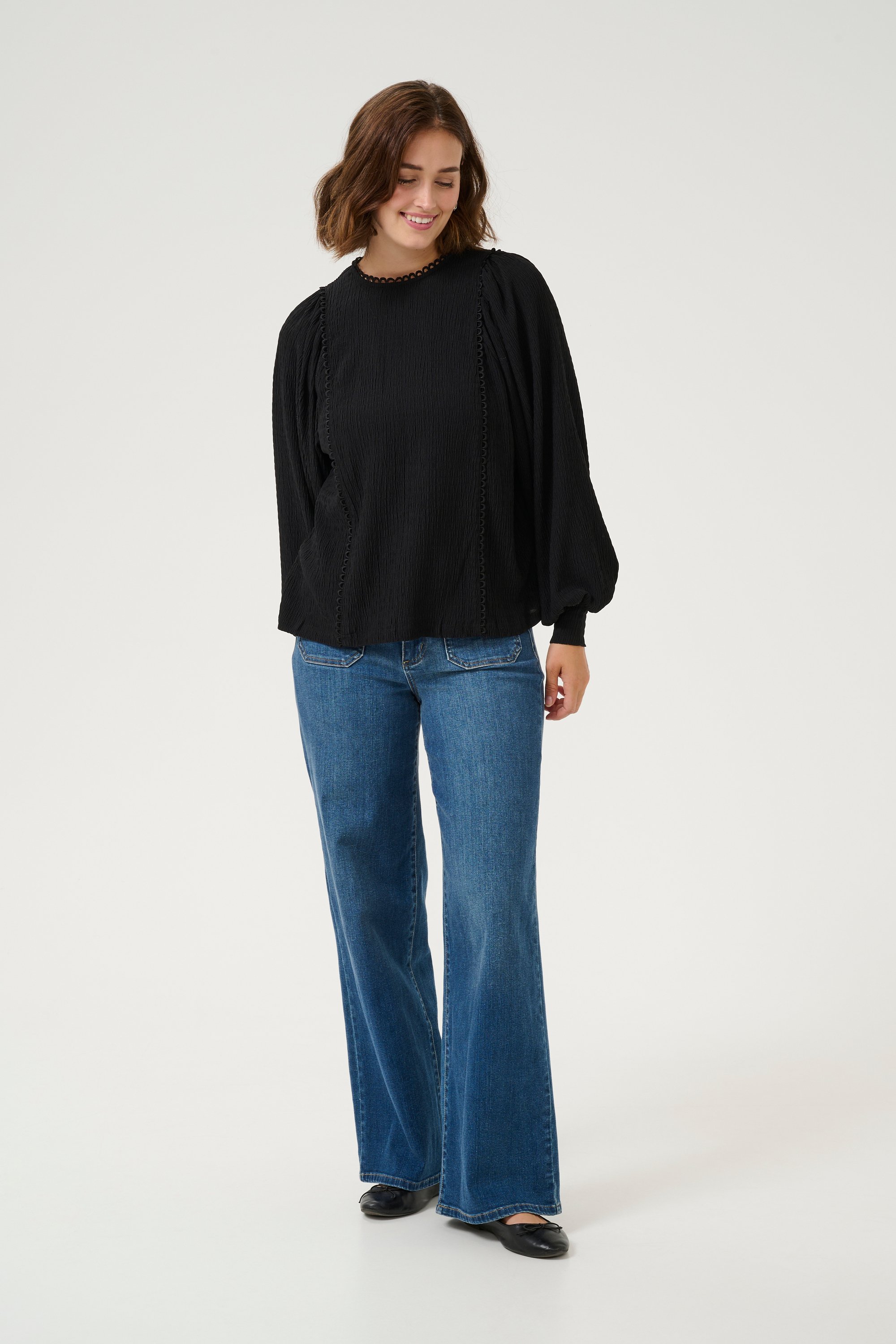 Langarm-Bluse Regular fit Black