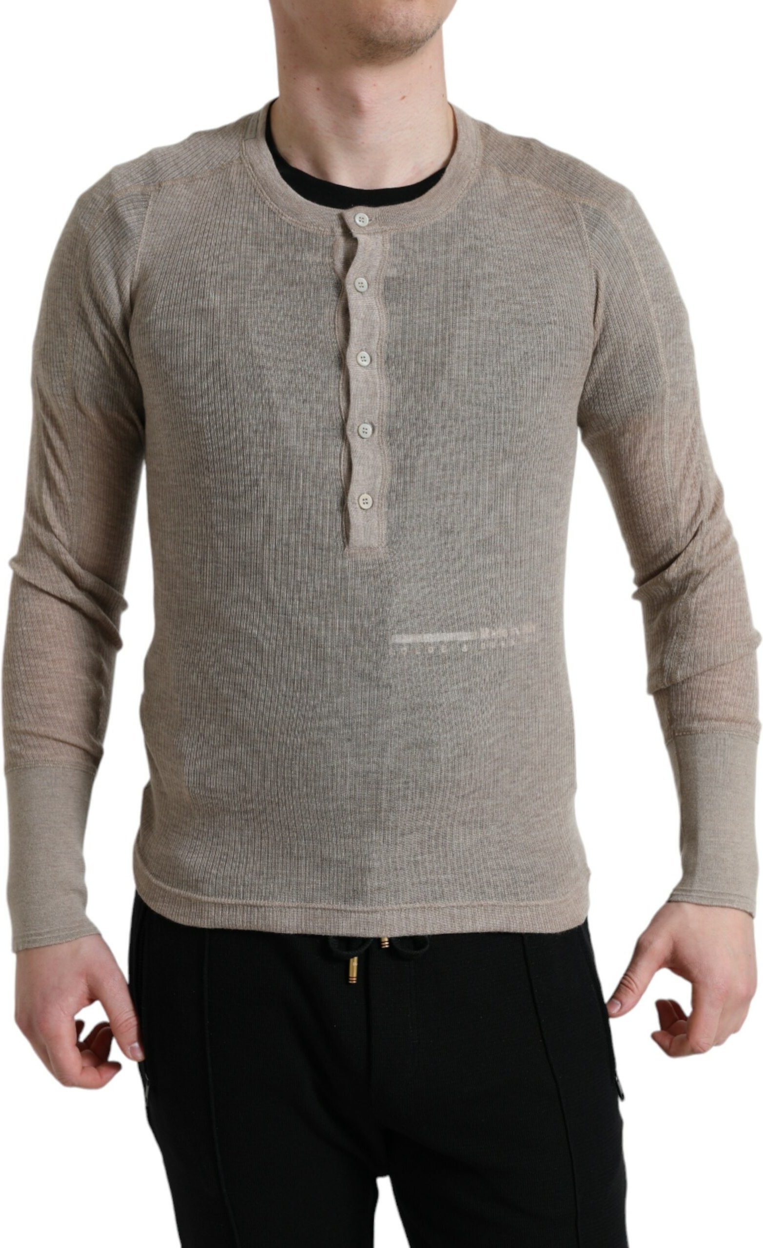Langarm Henley Cashmere Shirt