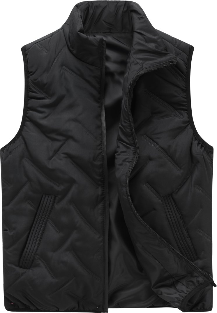 Lässige Weste aus Polyester mit Stehkragen und einfarbiger Ärmellosigkeit für Herren, Schwarz