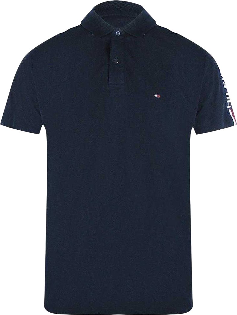 Tommy Hilfiger - Poloshirt für Herren, Ärmel mit Streifen (Dunkles Marineblau)