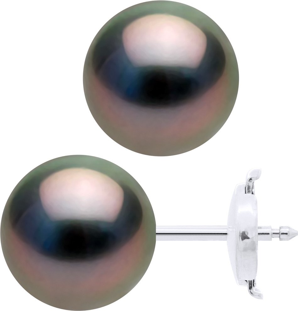 Ohrringe - Weißgold 375 - Echte Tahiti-Zuchtperlen rund 9-10 mm