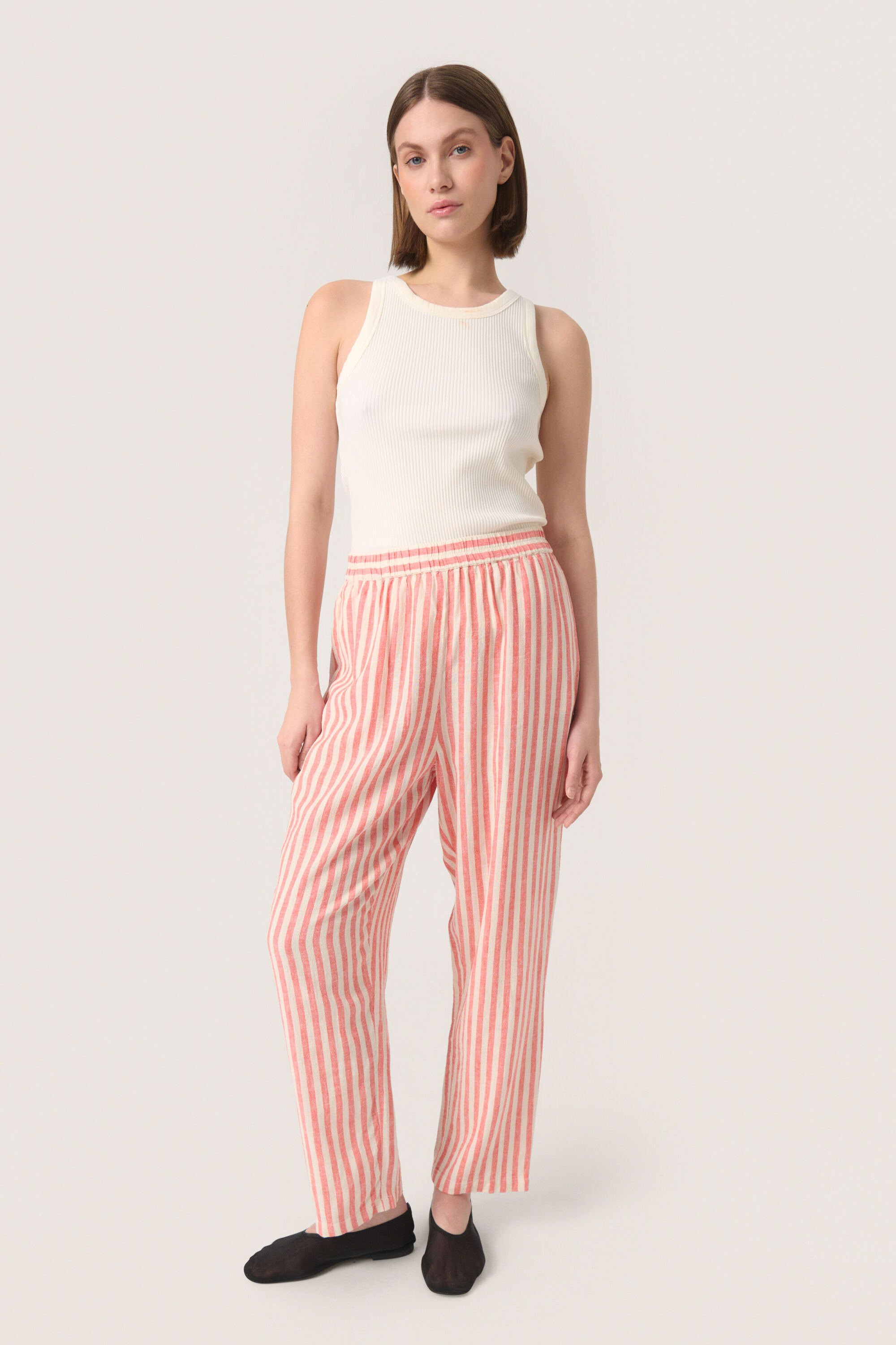 Casual Hose Relaxed fit Hot Coral Stripes coral