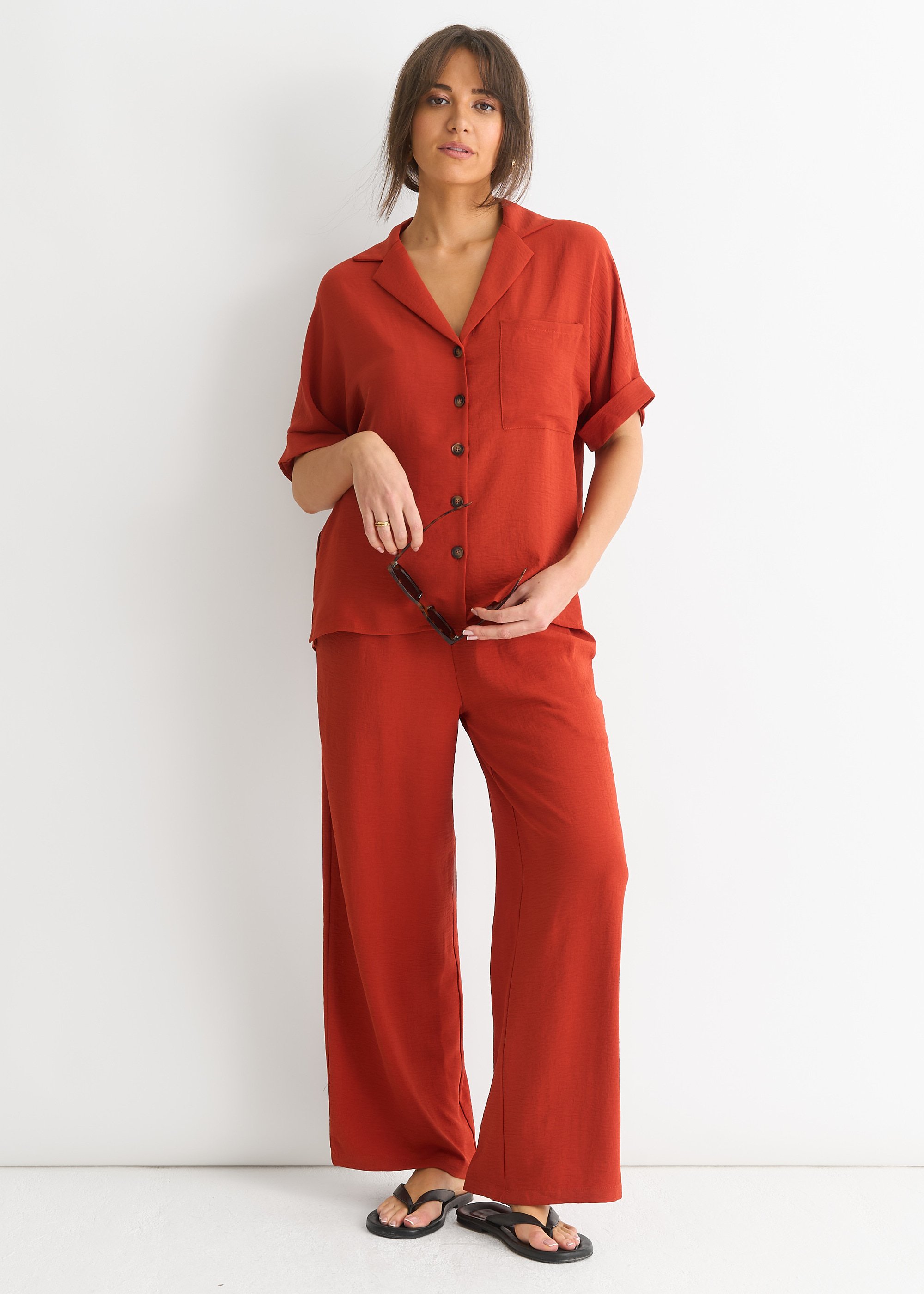 Rust Air Flow Übergroßes Shirt Top