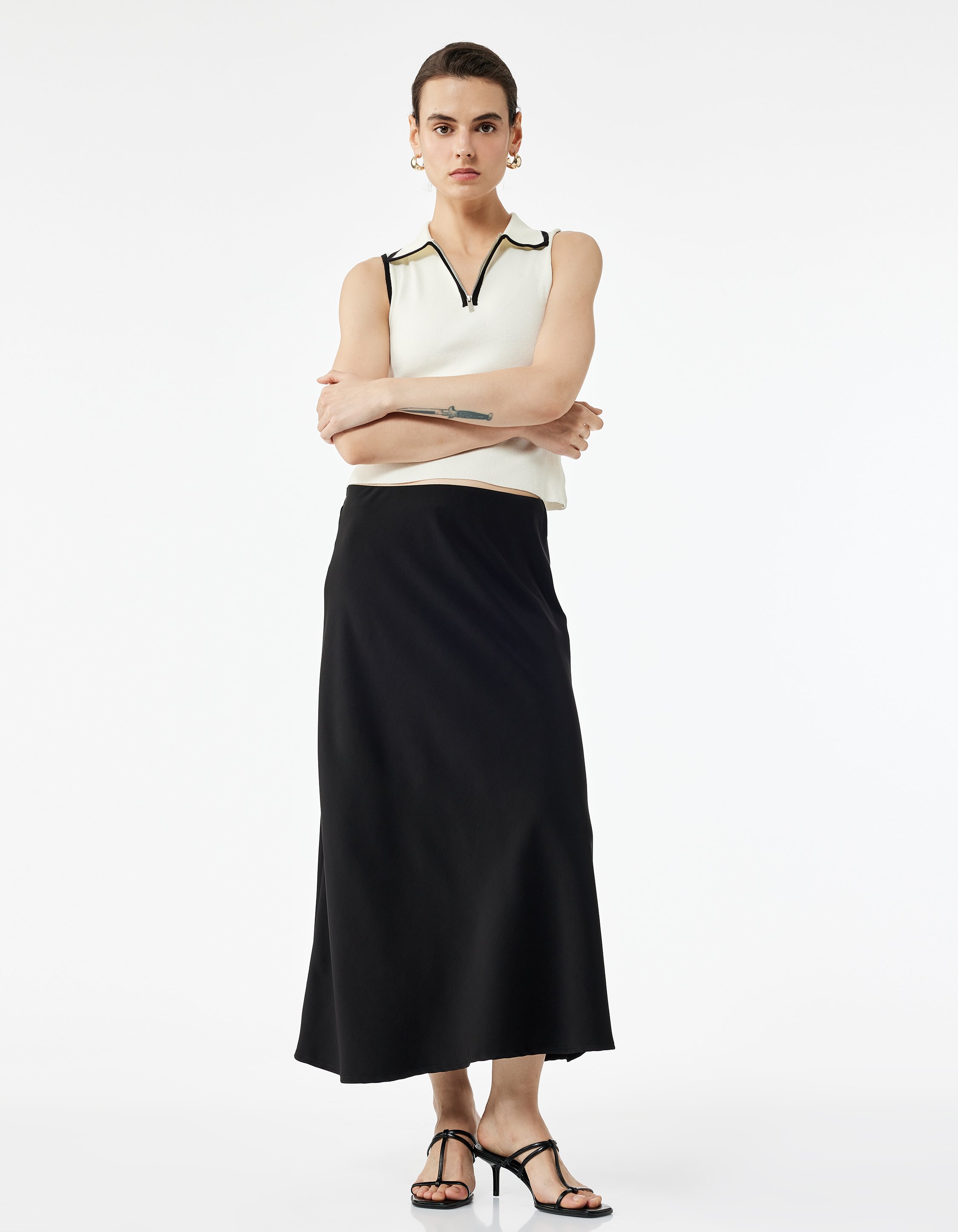 Koton RÖCKE Satin A-Linien Midi Skirt