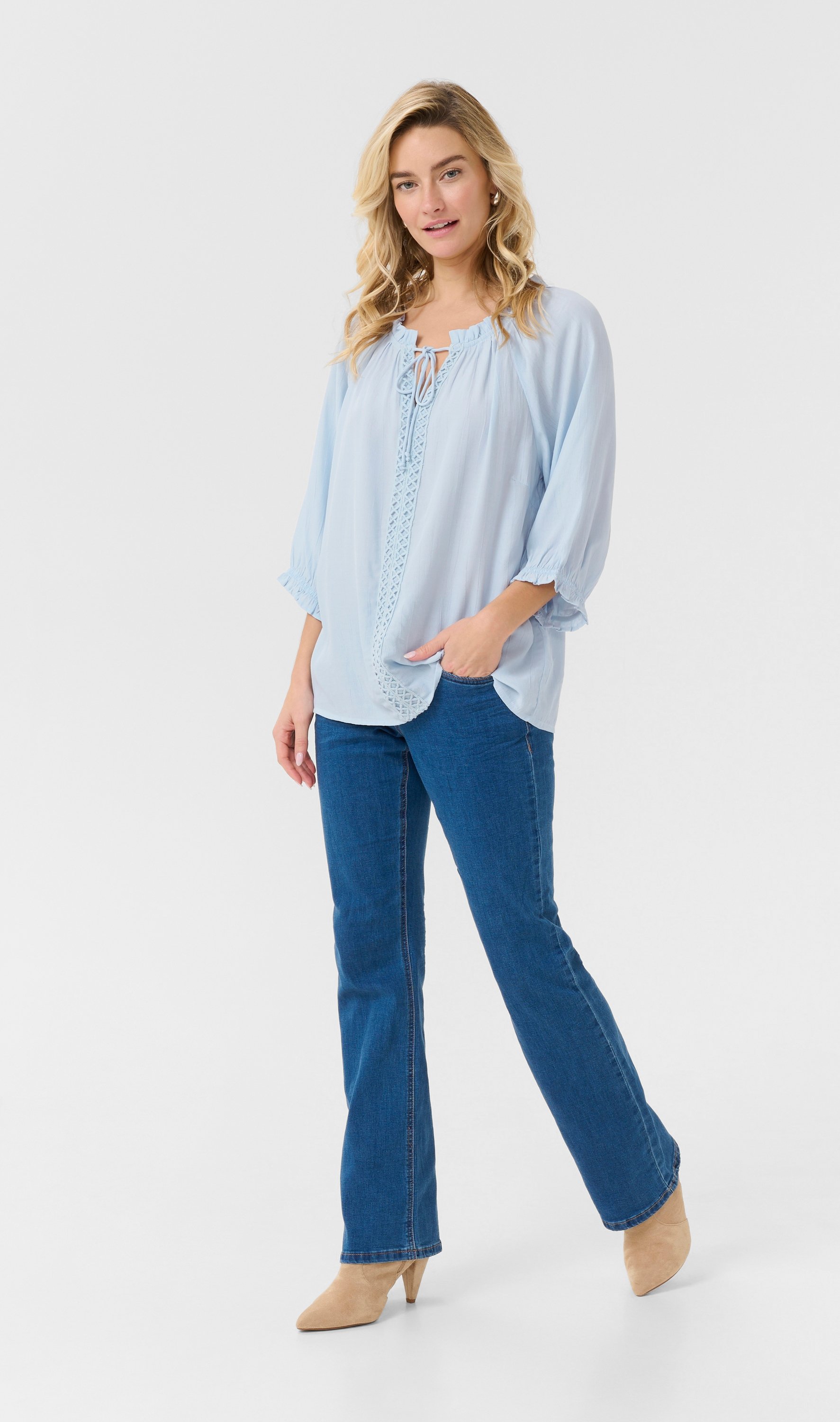 Thumbnail - Langarm-Bluse Regular fit Cashmere Blue