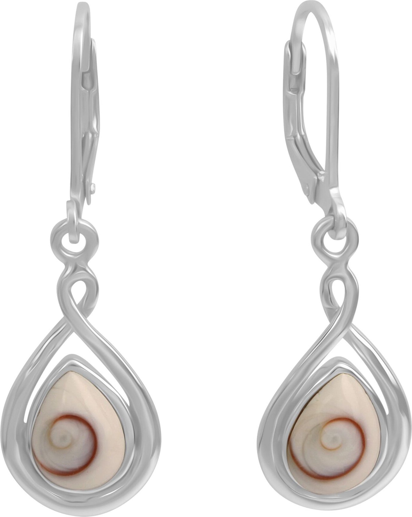 Zeeme Pearls Ohrringe Silber 925 rhodiniert mit weißer Muschel 35mm lang