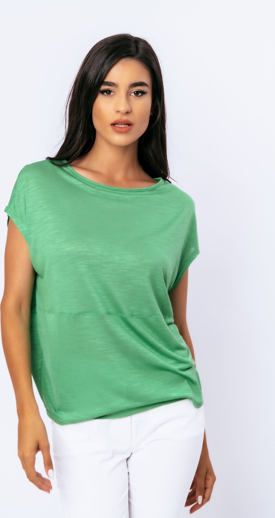 Grünes ärmelloses Top aus Stretch-Jersey