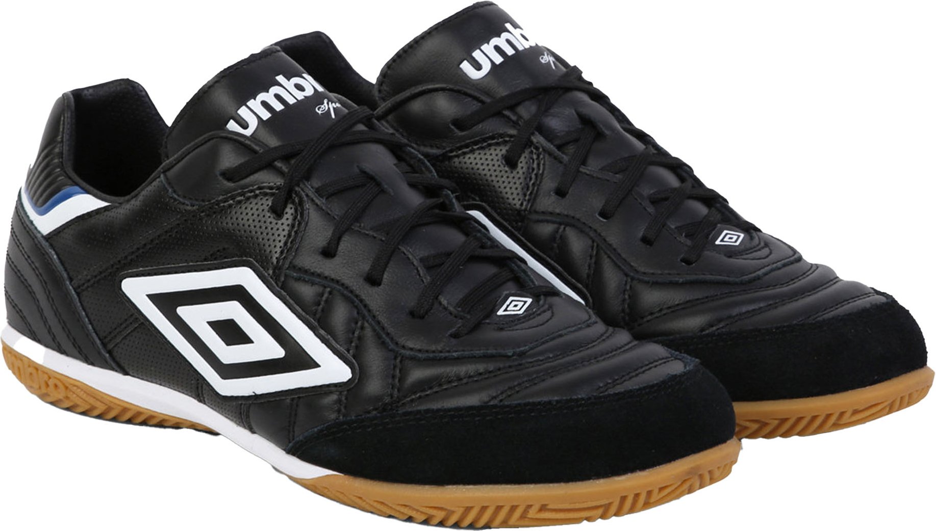 Umbro Herren Speciali Eternal Team NT Leder-Turnschuhe (Schwarz/Weiß/Königsblau)