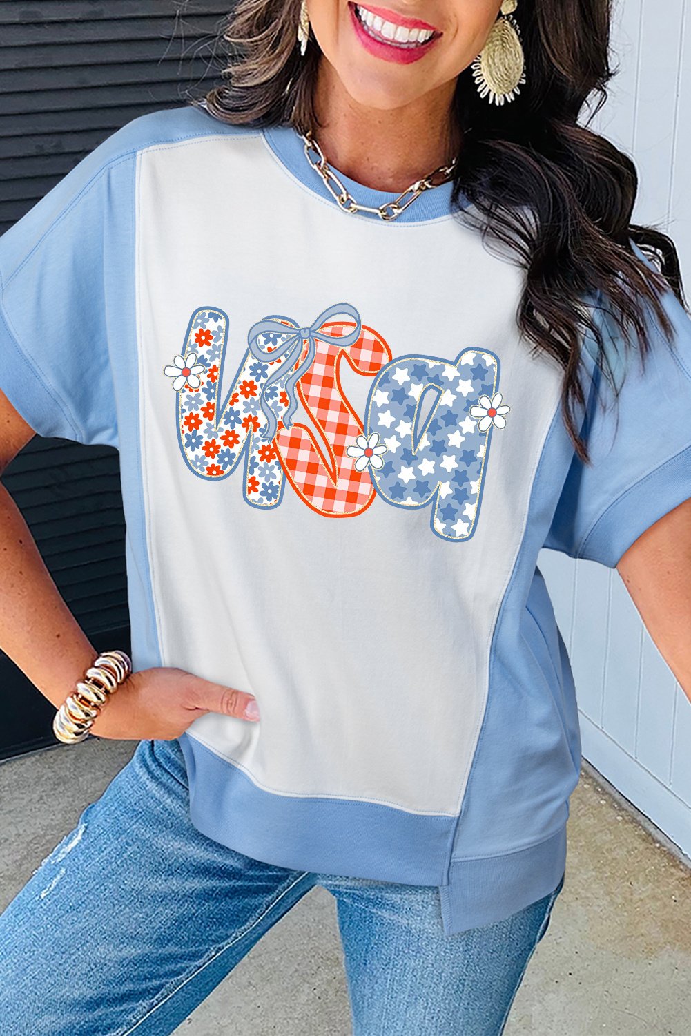 Patriotisches USA Applikations-T-Shirt