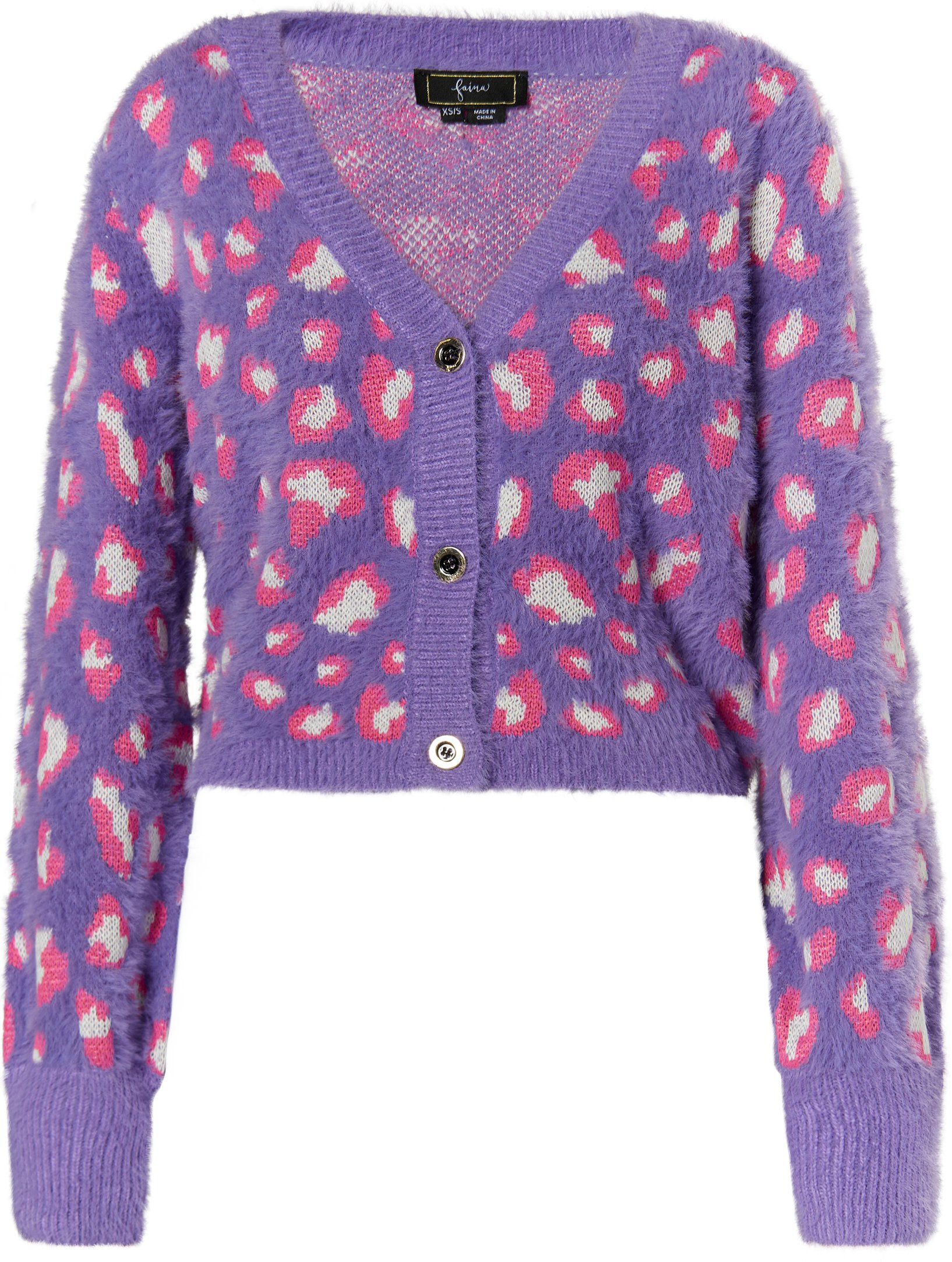 Faina Strickjacke Damen Lila Mehrfarbig