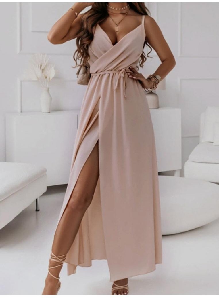 Damen Honiggebundenes Wickel-Midi-Cami-Kleid ohne Ärmel