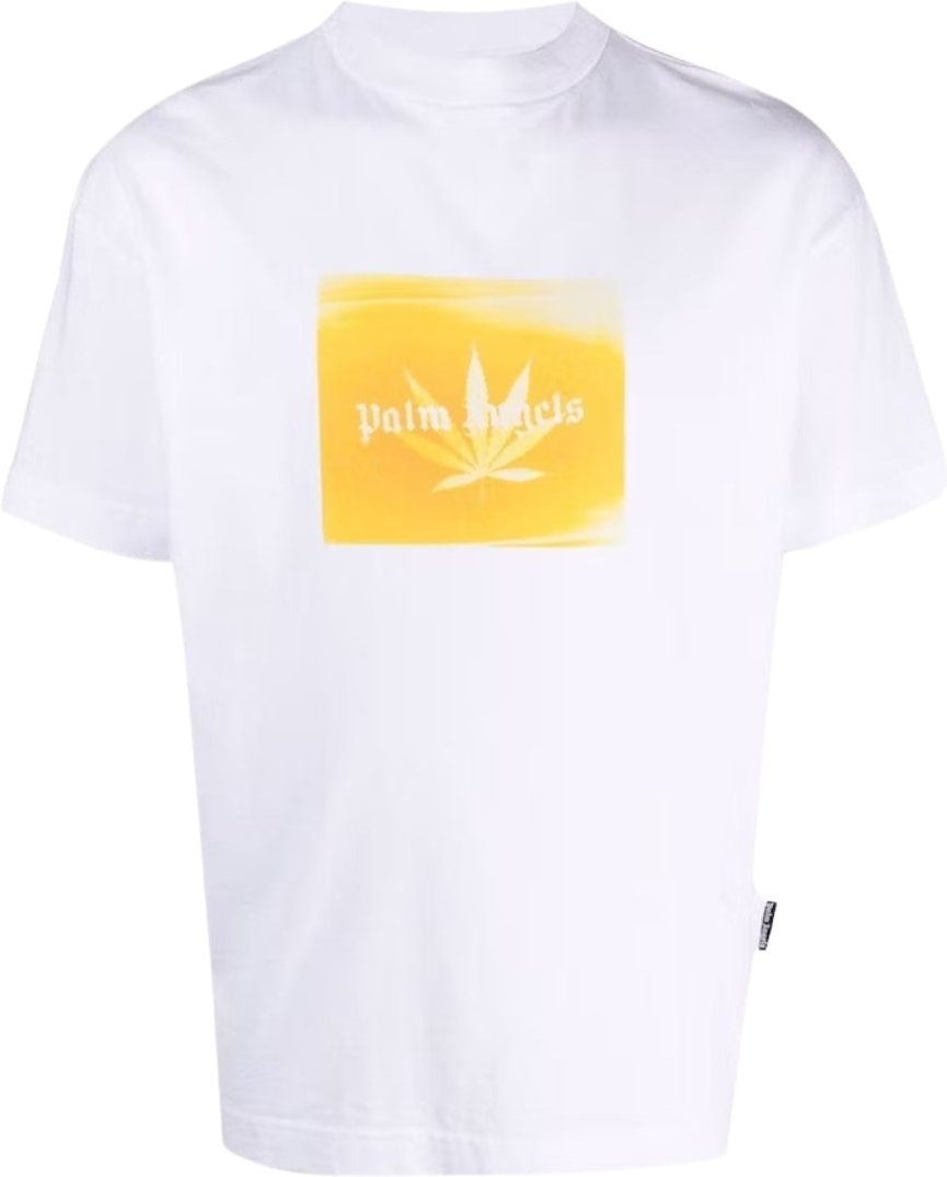 Klassisches weißes T-Shirt mit Blatt-Logo von Palm Angels