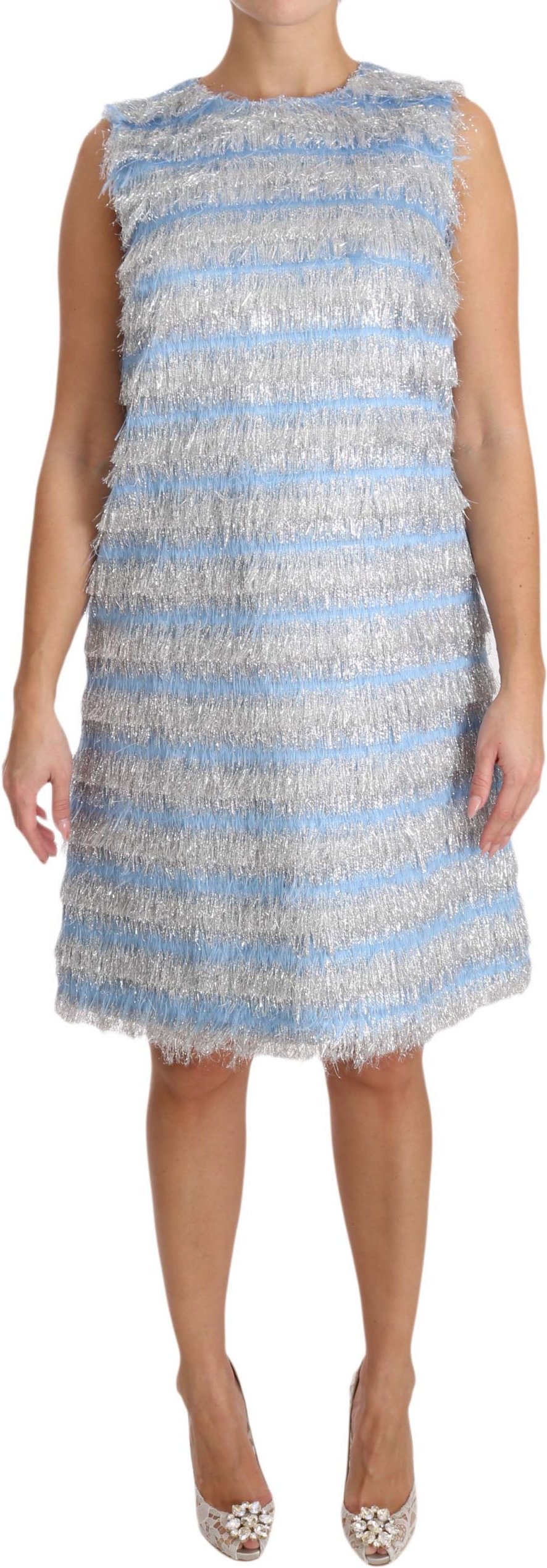 Dolce & Gabbana Women's Light Blue Silver Shift Gown Dress (robe droite)