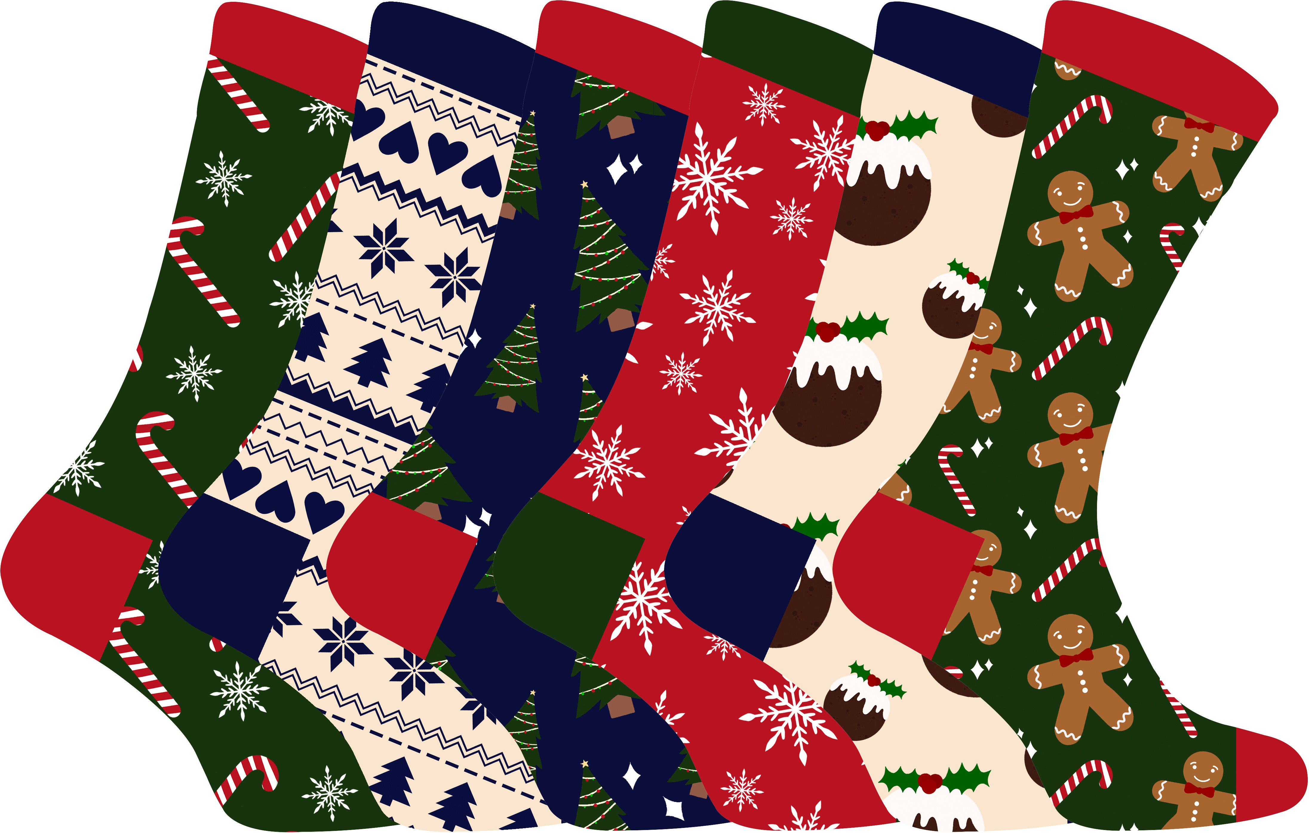Thumbnail - Herren Weihnachten Socken | Socke Snob | Neuheit bunte stilvolle lustige gemusterte Crew Xmas Socken - 6 Pack