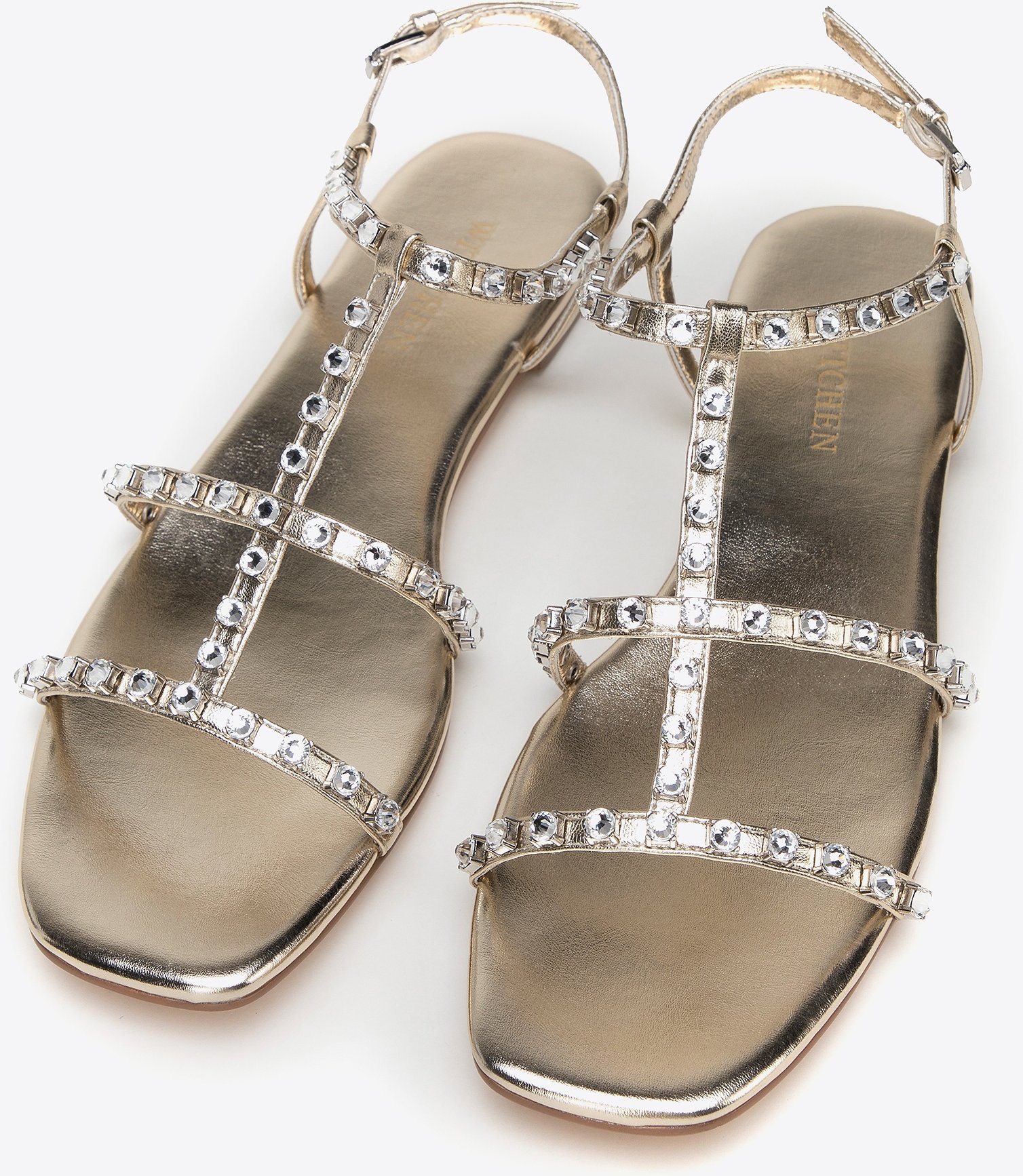 Wittchen Damen-Ledersandalen mit Kristallen, Gold, Naturleder