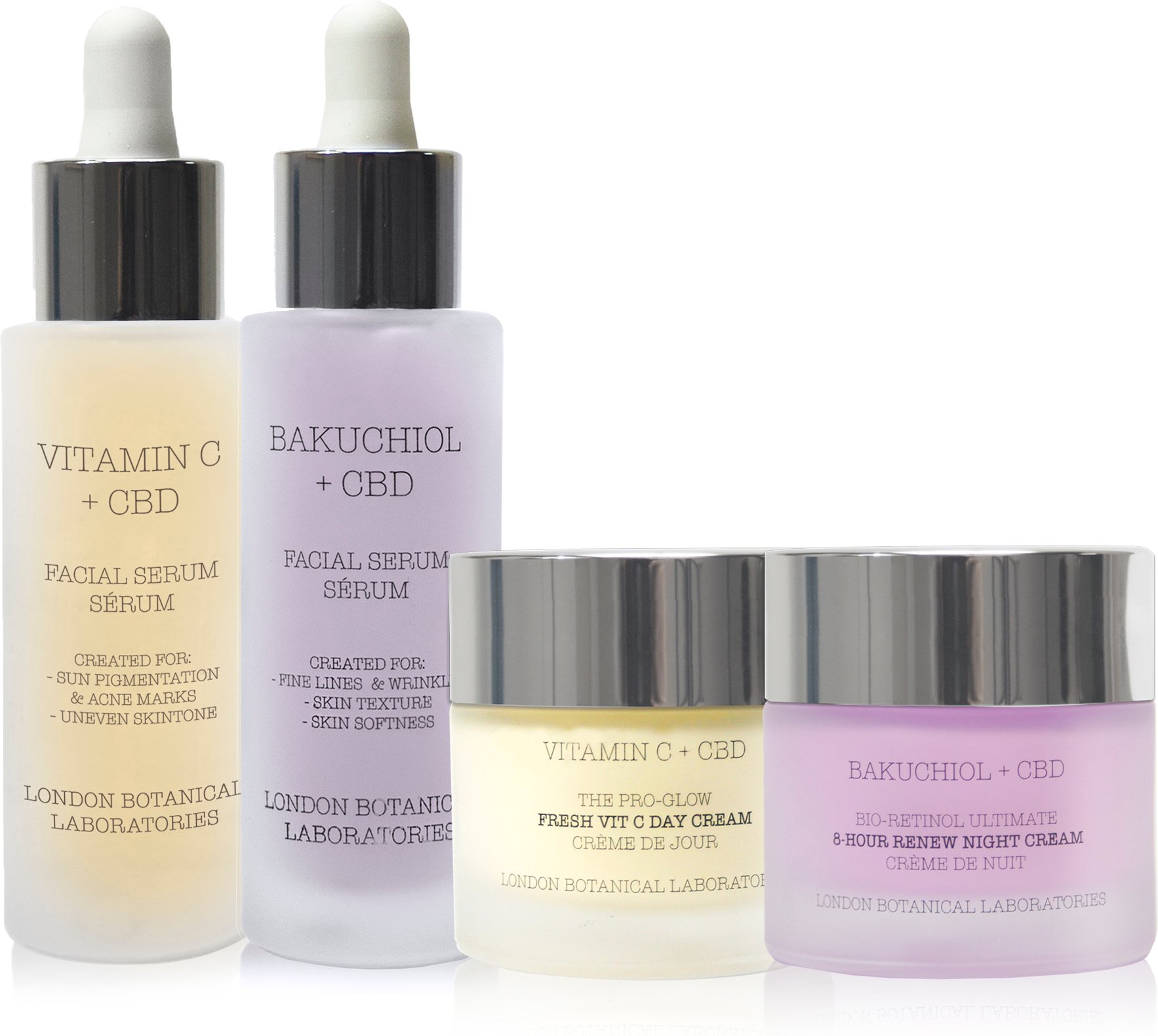 Bakuchiol-Serum+Vitamin C-Serum+Vitamin C-Tagescreme+ Bakuchiol-Nachtcreme