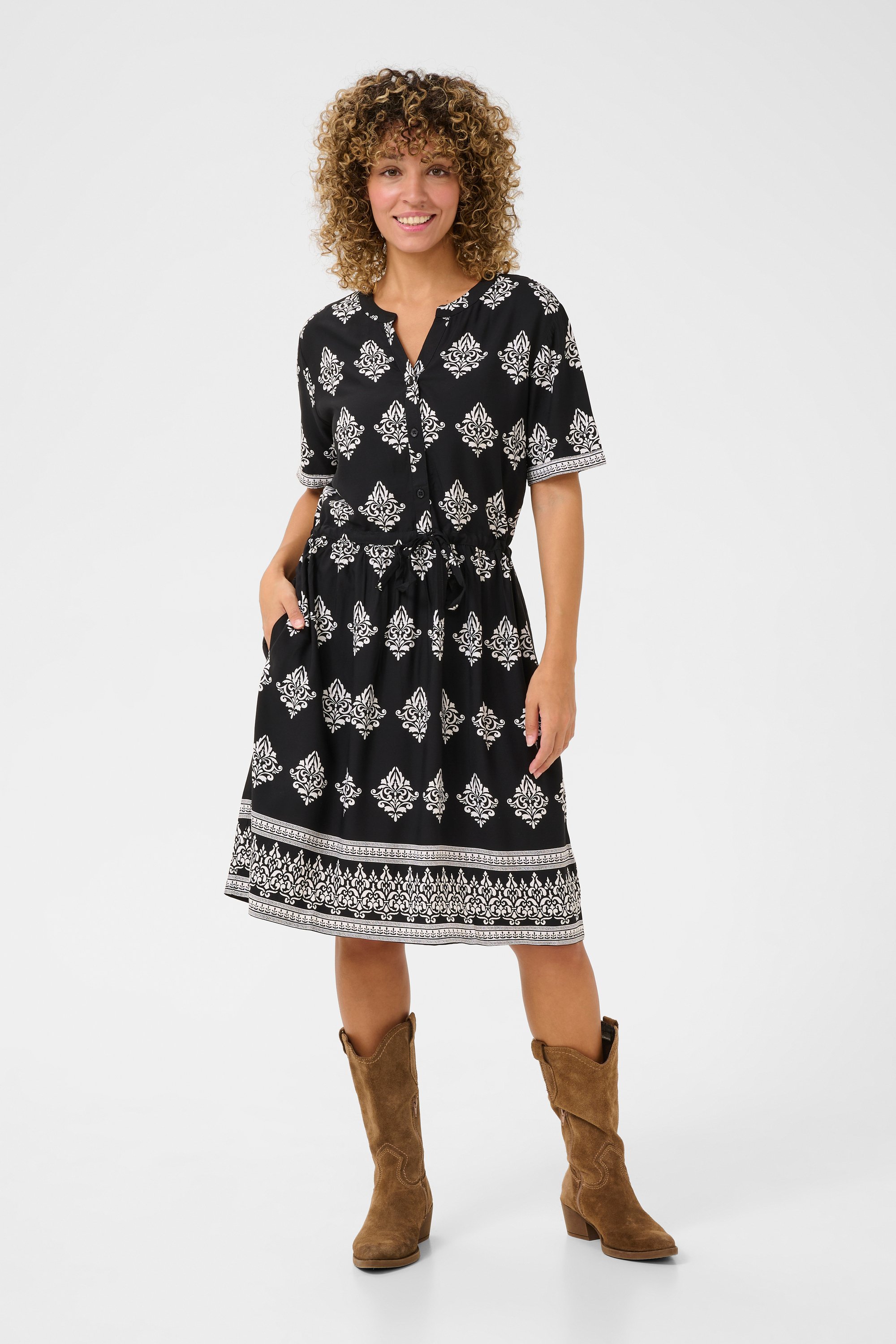 Thumbnail - Kleid Feminine Black Damask Pattern black