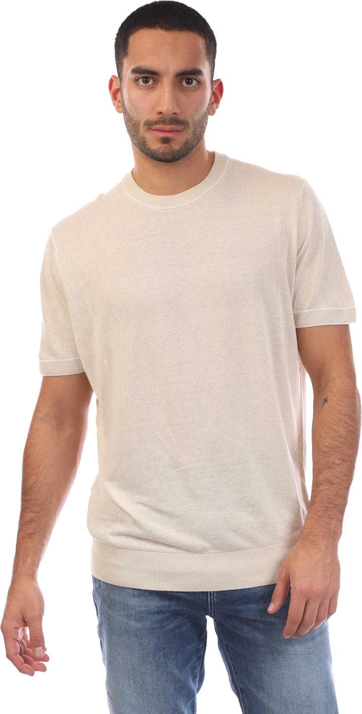 Boss - "H-Jiovanni" Sweatshirt für Herren, Mit kontrastfarbenen Streifen, kurzärmlig (Weiß)