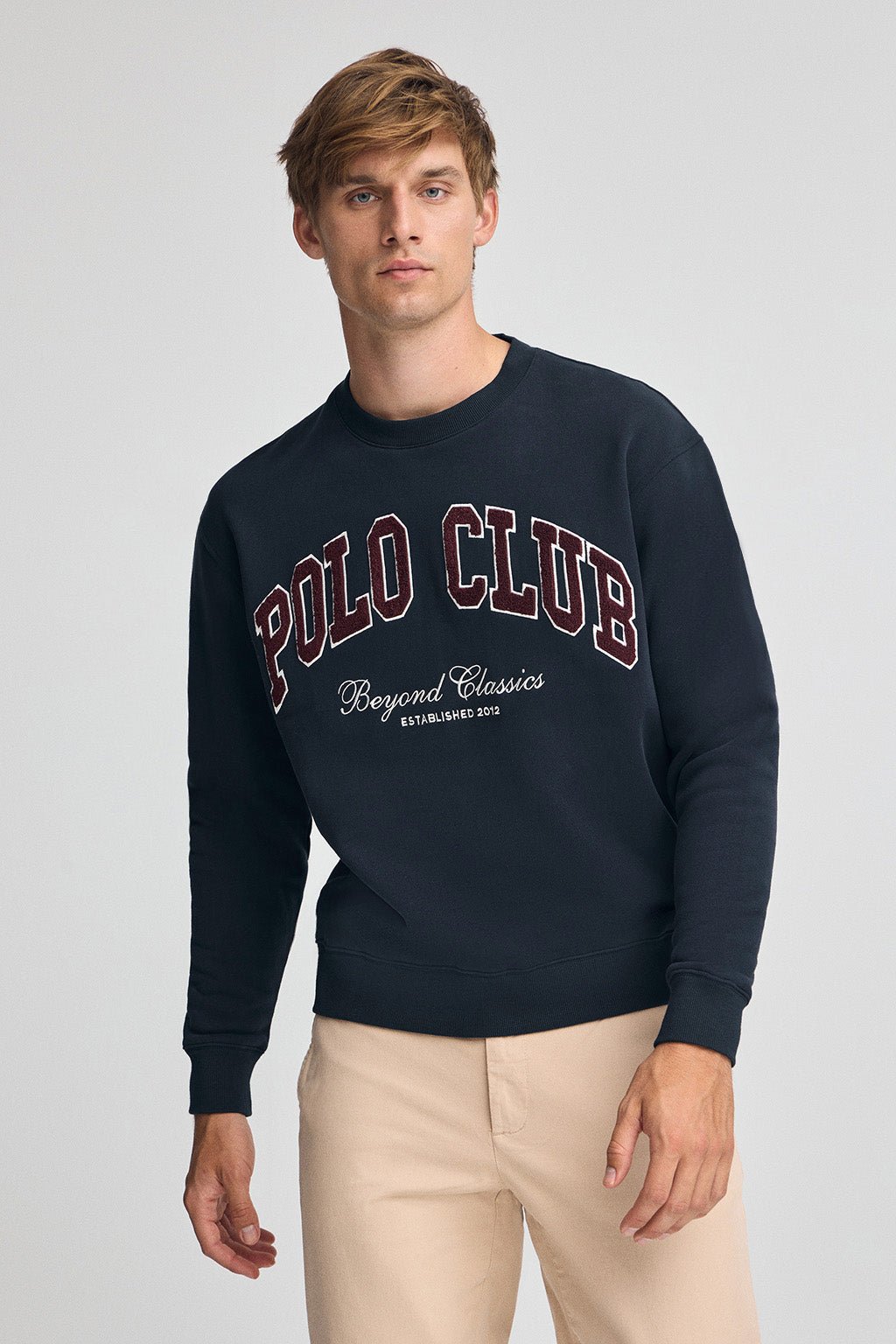 Sweatshirt marineblau im Loose Fit Established 2012 Polo Club