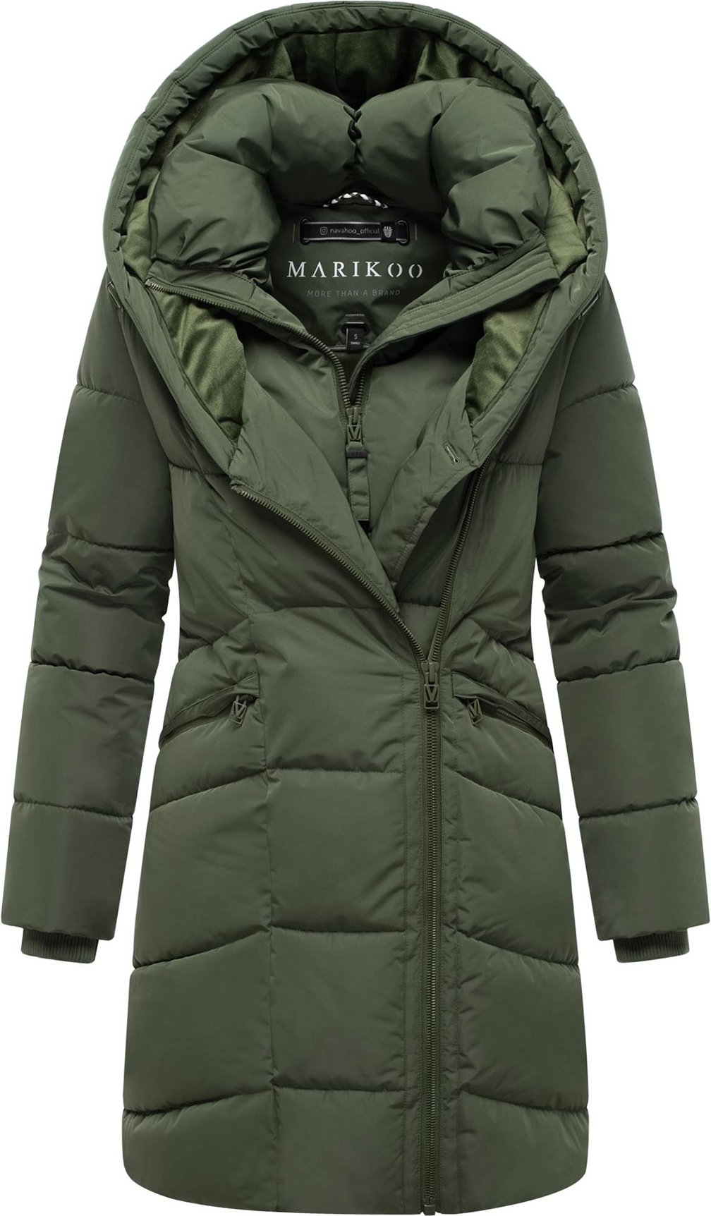 Marikoo Damen Steppmantel Virenaa mit Layer-Look & warmem Fleecefutter